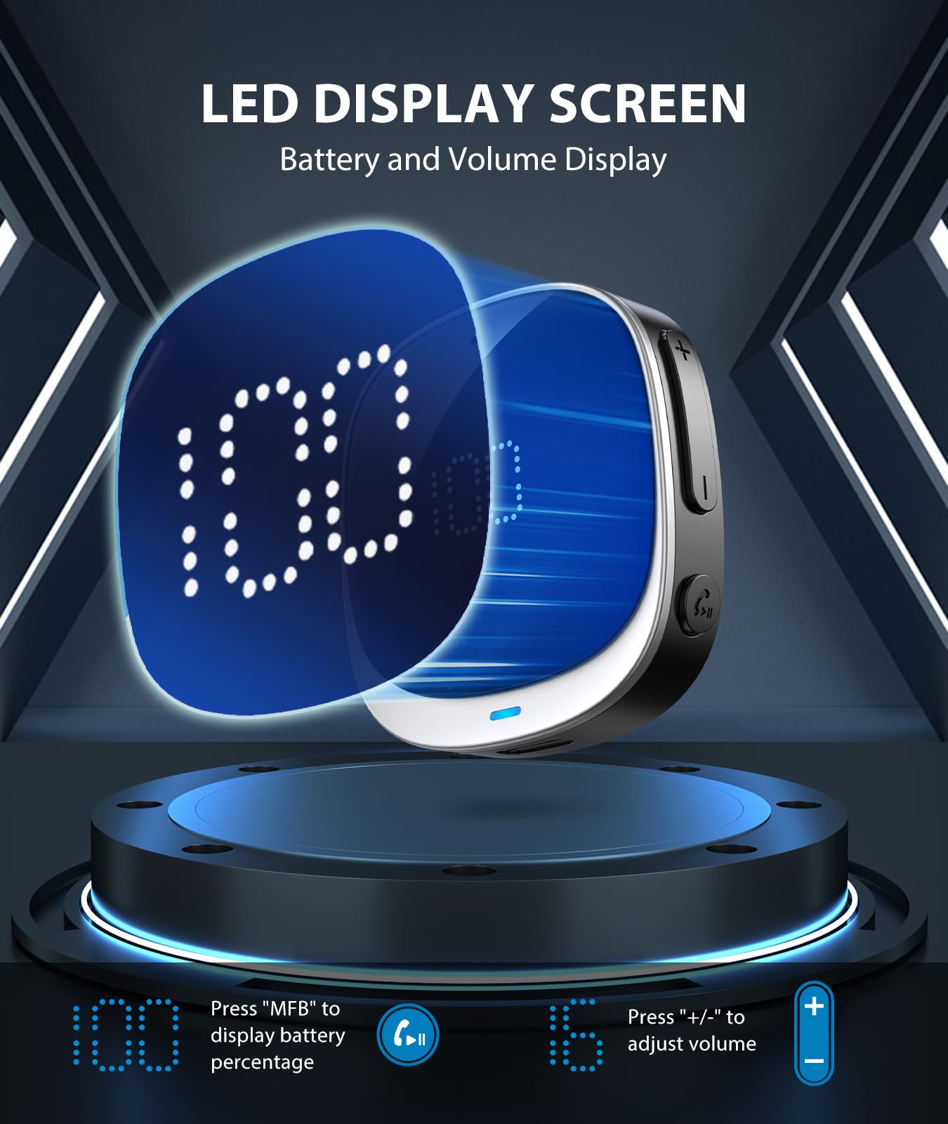 COMSOON AUX Bluetooth Adapter for Car, [LED Screen] Bluetooth 5.3 Receiver for Speaker/Home Stereo/Wired Headphones, 3.5mm Wireless Audio Receiver for Hands-Free Call/Music, Dual Connection