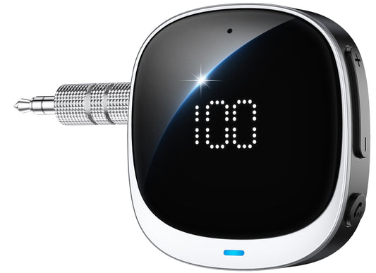 COMSOON AUX Bluetooth Adapter for Car, [LED Screen] Bluetooth 5.3 Receiver for Speaker/Home Stereo/Wired Headphones, 3.5mm Wireless Audio Receiver for Hands-Free Call/Music, Dual Connection