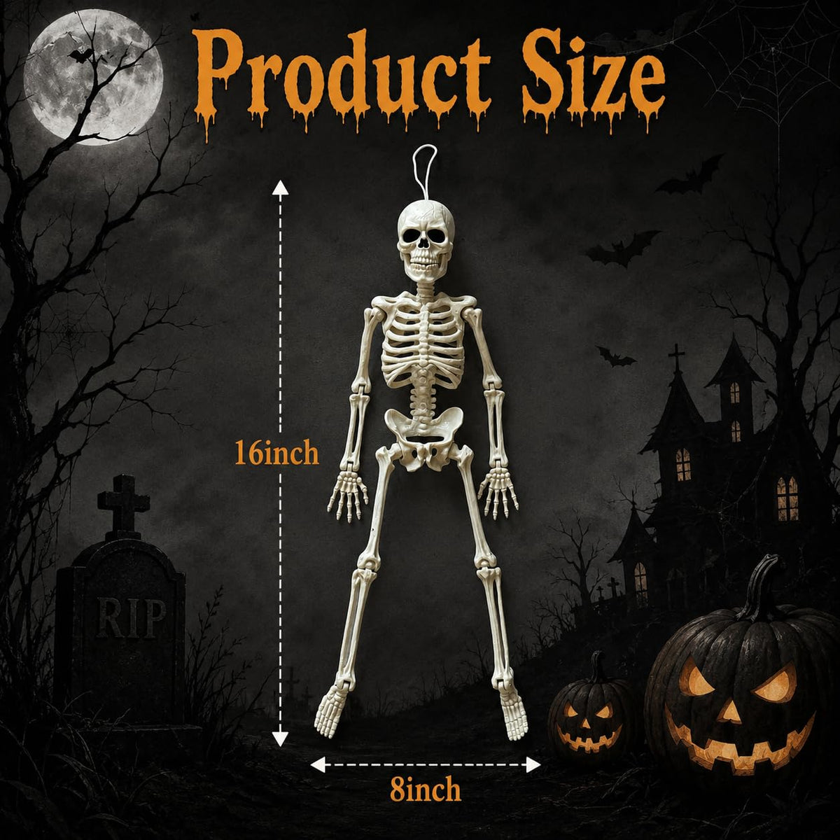 Jiesiity Halloween Decorations Hanging Small Skeletons: 2PCS 16Inches