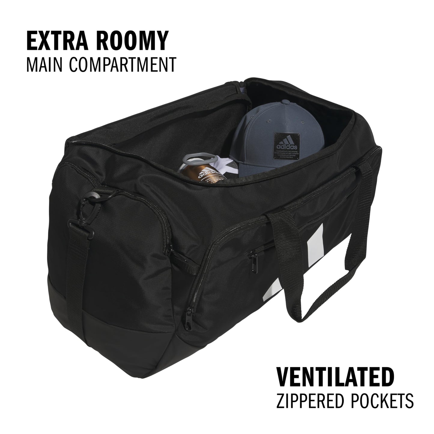 adidas Defender 5 Duffel Bag for Sports, Gym and Travel, Black, OSFA