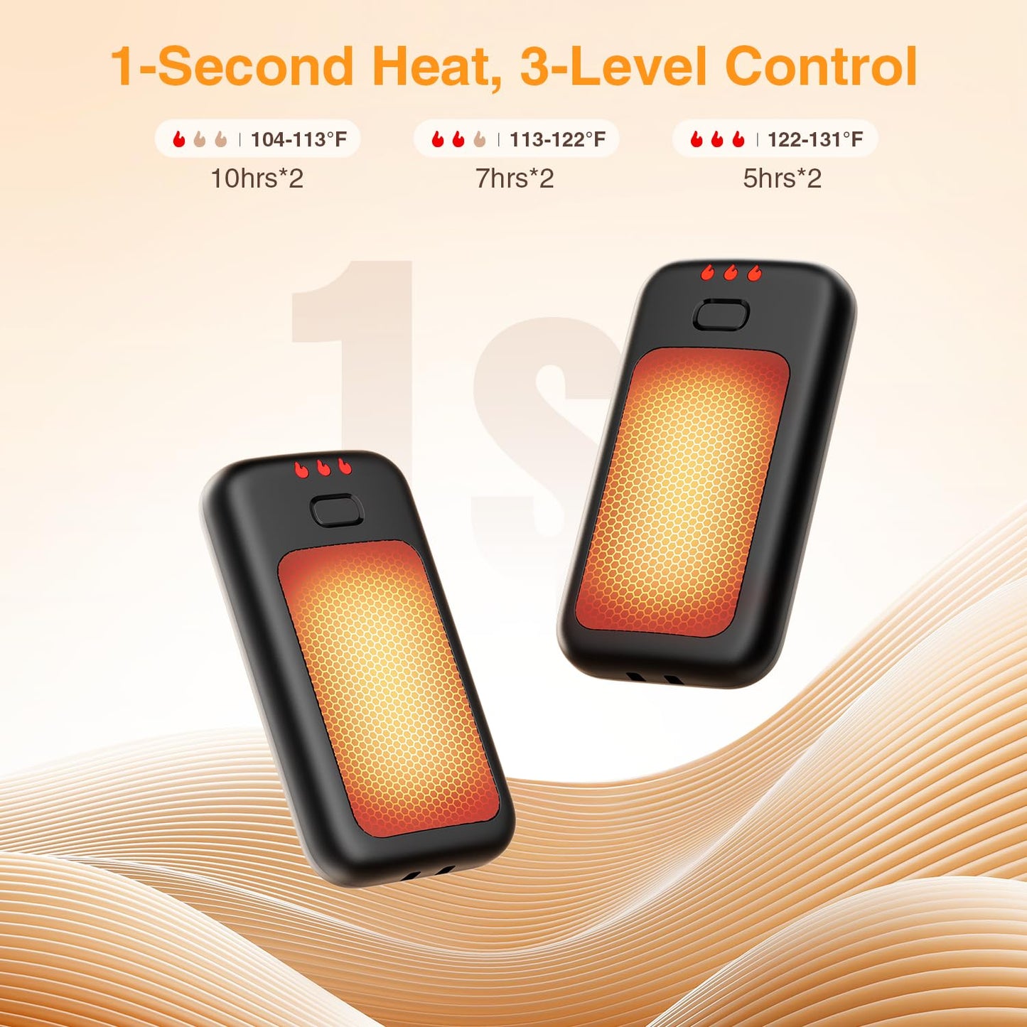 Hand Warmers, 2 Pack Rechargeable Hand Warmer, Pocket Heating Electric Hot Hands Handwarmers, Camping Hunting Gear, Gifts for Women, Men, Christmas, Golf, Portable Outdoor Heater (Black)