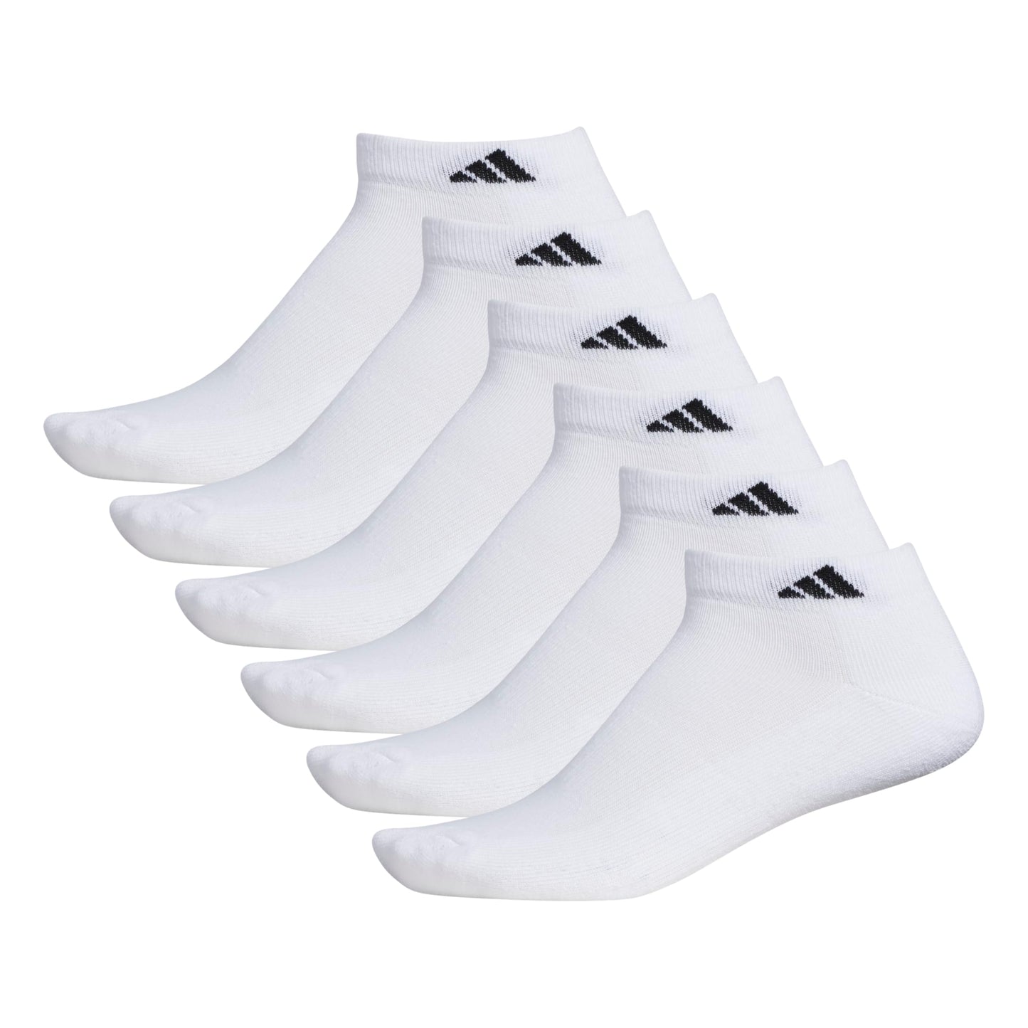 adidas Men's Athletic Cushioned Low Cut Ankle Socks (6 Pairs) Durable & Comfortable, White/Black, X-Large