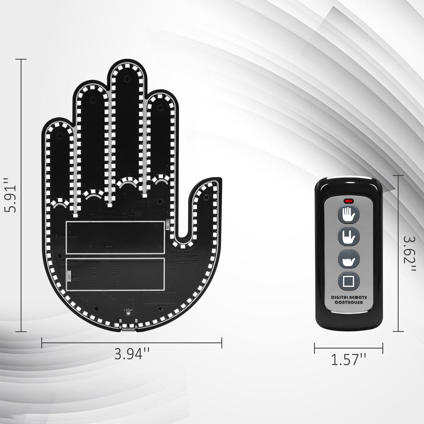 ISUNMEA LED Gesture Car Lights with Remote Control and Stereoscopic Appearance for Car, Rechargeable Finger Decorative Car Lights (Blue)