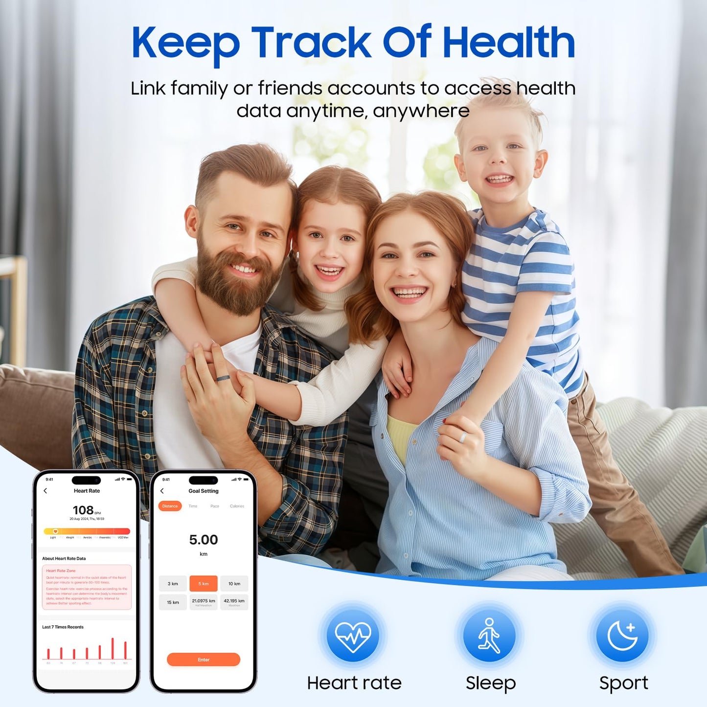 prxxhri 2026 Smart Ring New Health Tracker, IP68 Waterproof, iOS/Android Compatible
