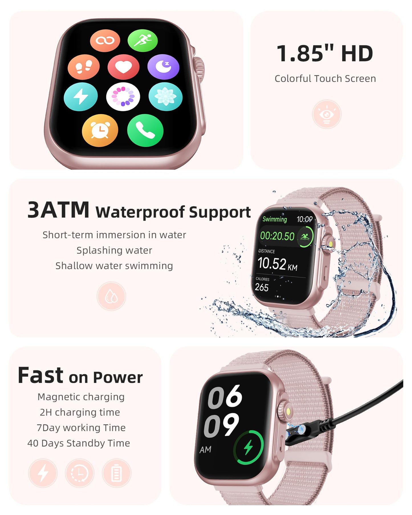 Parsonver GPS Smart Watch for Women Men, Built-in GPS & Bluetooth Calling, Waterproof HD Screen Fitness Tracker 100+ Sports Modes, Pedometer, Smartwatch for Android Phones/iPhone Compatible(Two Bands)