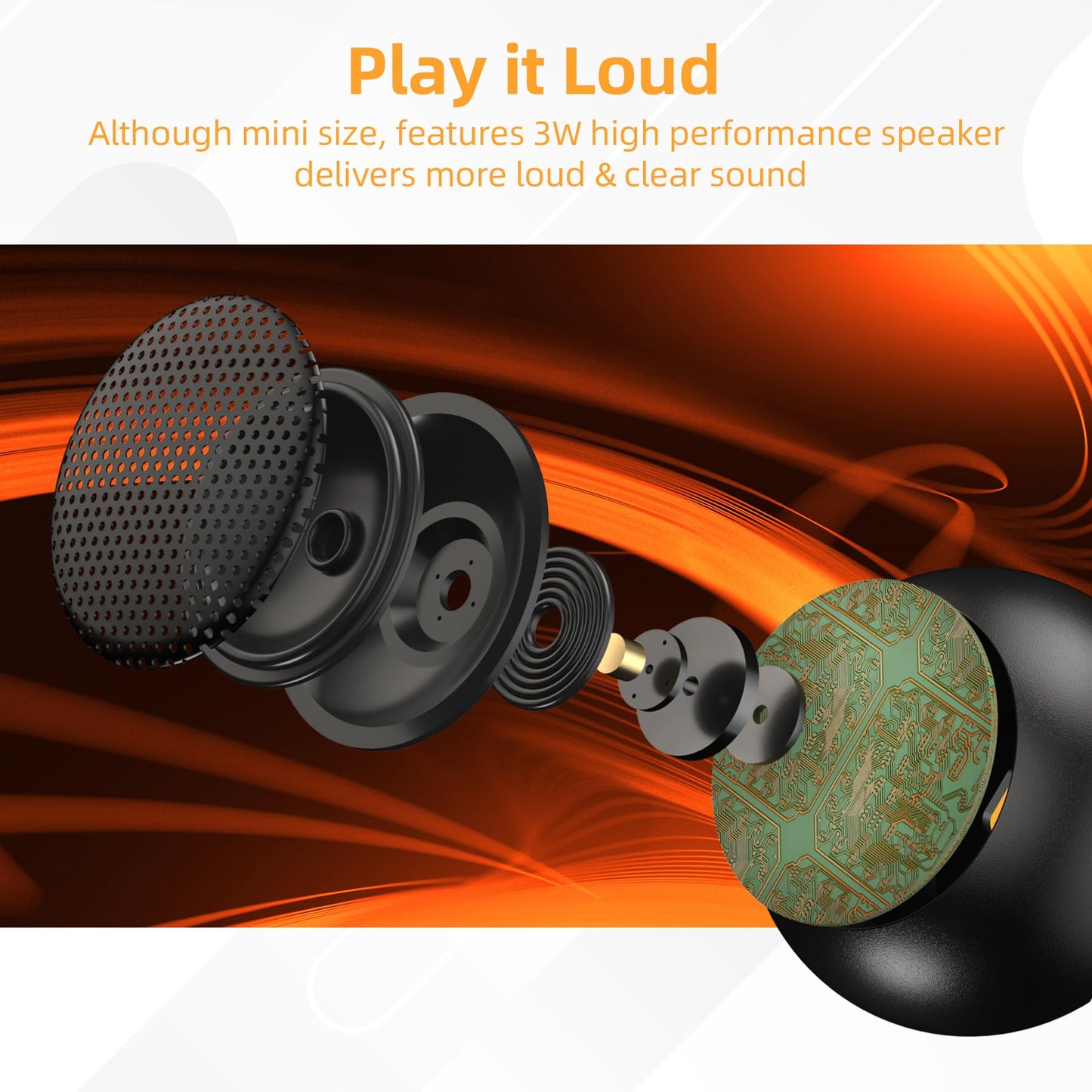 AUKSKY 2Pack Portable Mini Speakers, Bluetooth Tiny Speakers,Wireless Micro Speaker for Phone/PC/Tablet, Rechargeable Battery, Built-in Microphone, Cute Mini Speaker with Strap to Carry, Black