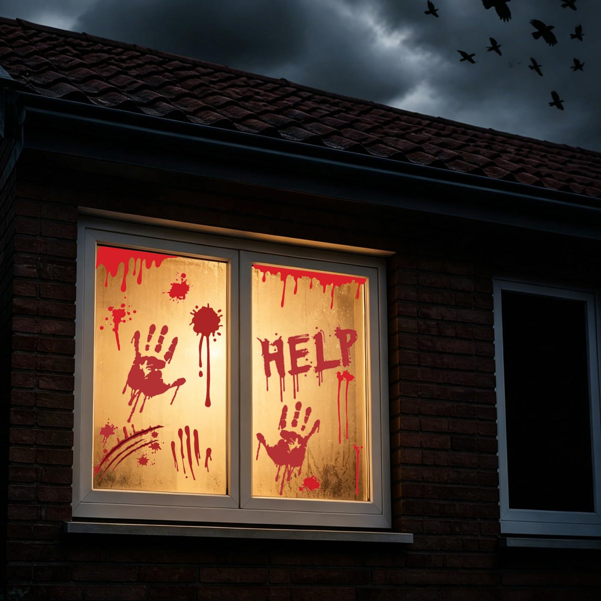 Halloween Bloody Handprint Footprint Wall & Window Stickers, Horror Decor