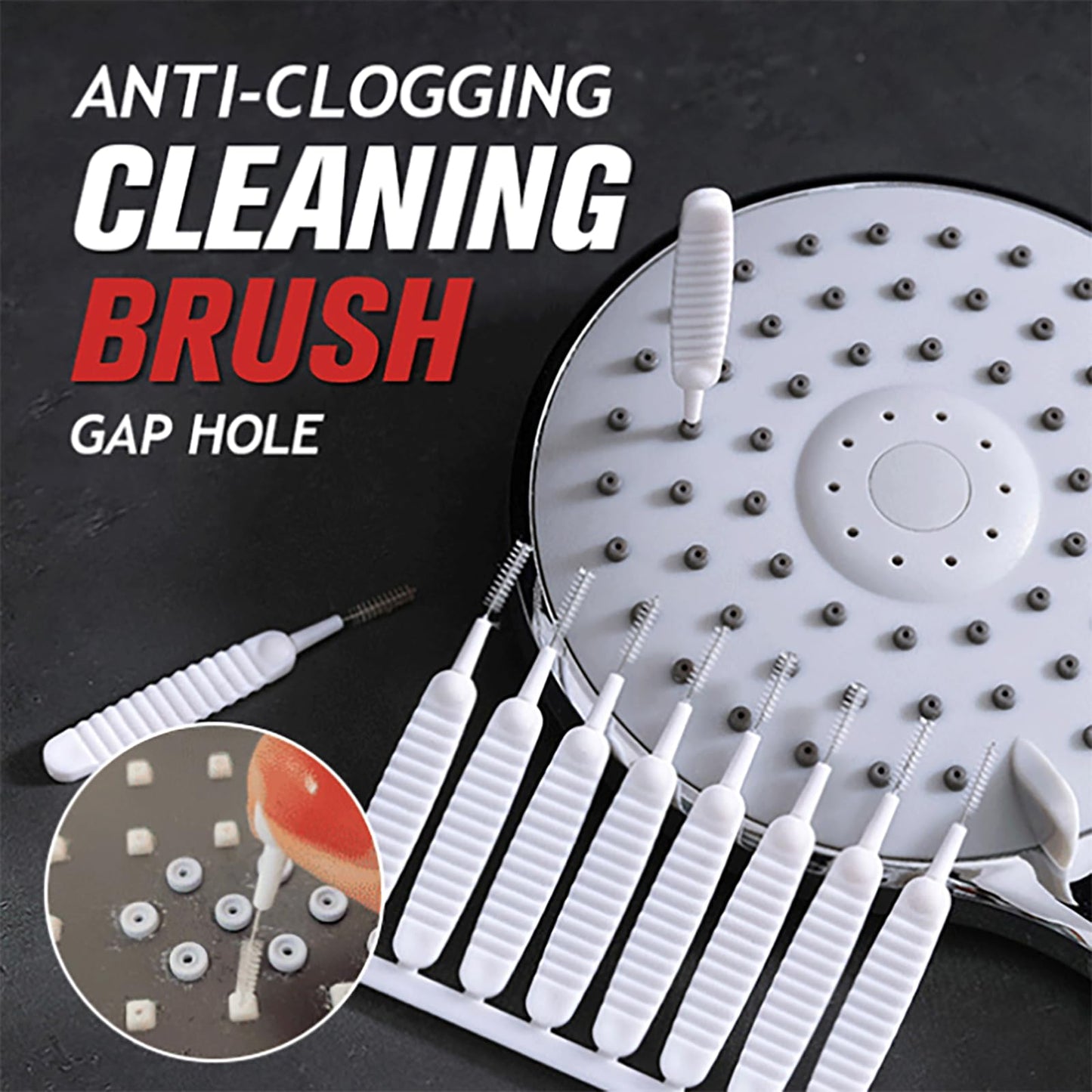 Gap Hole Anti-Clogging Cleaning Brush, 2025 Upgrade Shower Head Brush Shower Head Cleaning Brush Shower Head Cleaner Tool Multifunctional Shower Head Cleaning Brushes for Household Bathroom (10Pack)