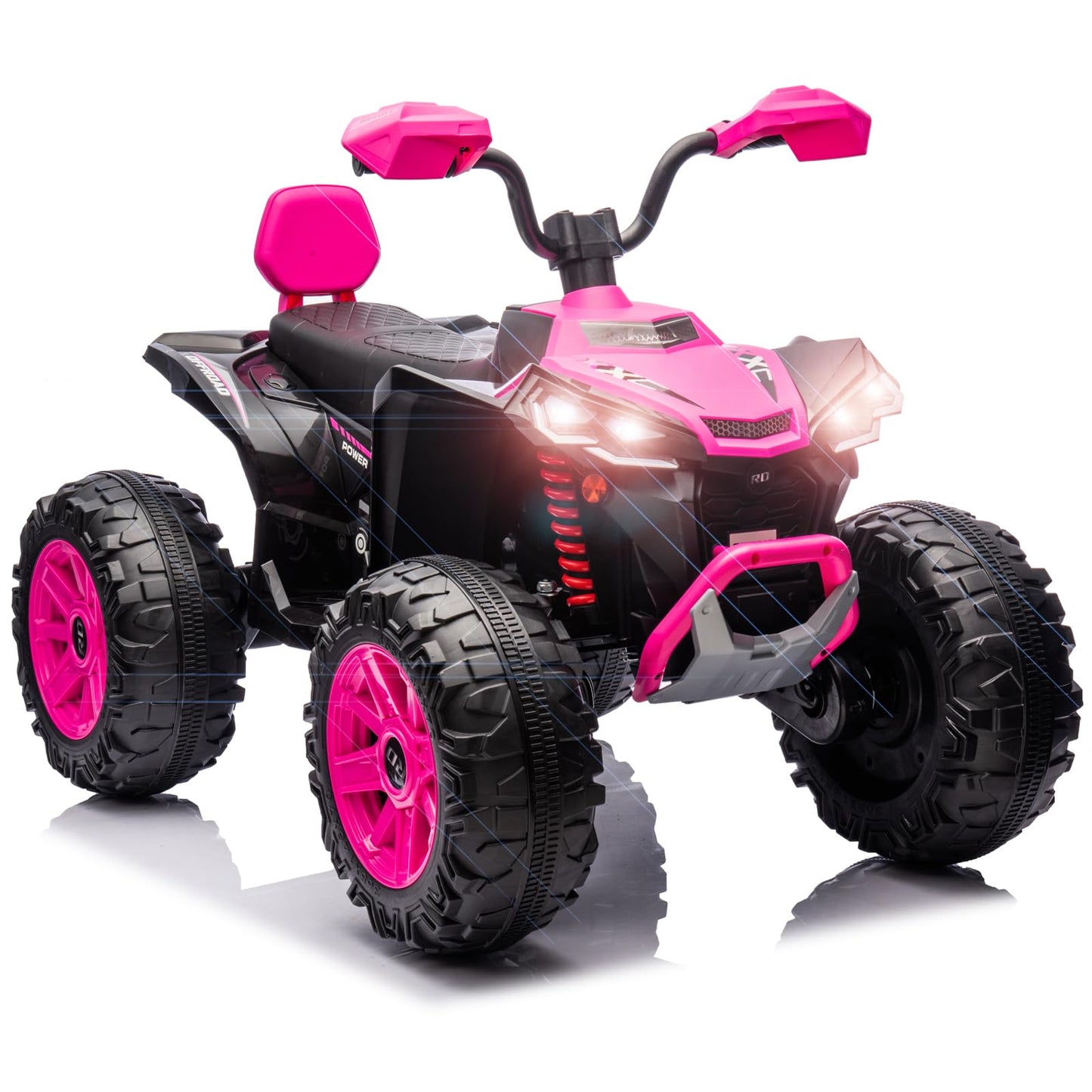 Garvee 2-Seater Kids ATV Ride-On, 24V Electric Quad 4 Wheeler with 800W Motors, 7Ah Battery, Bluetooth, MP3, USB, Spring Suspension, Knee Pads