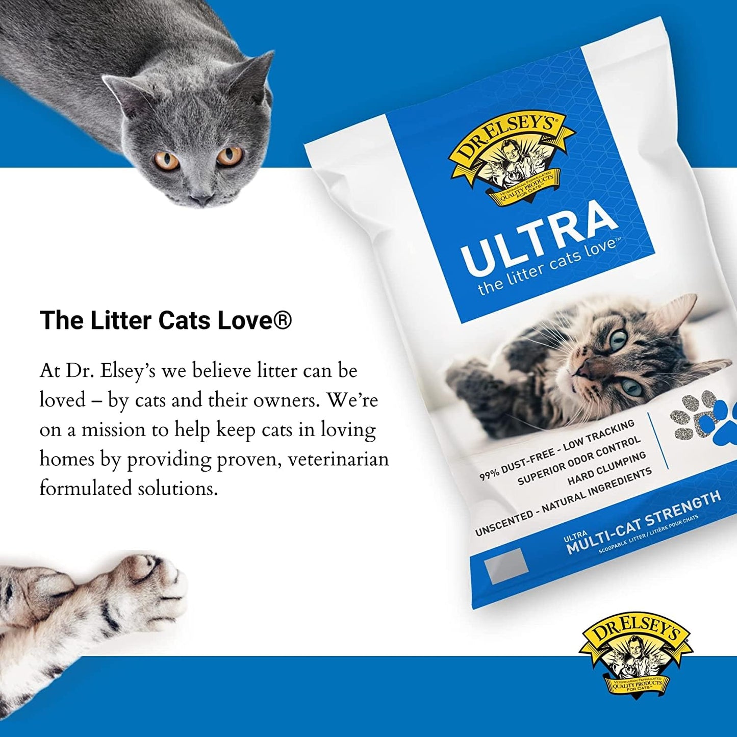 Dr. Elsey's Ultra Unscented Clumping Cat Litter, 40 lb