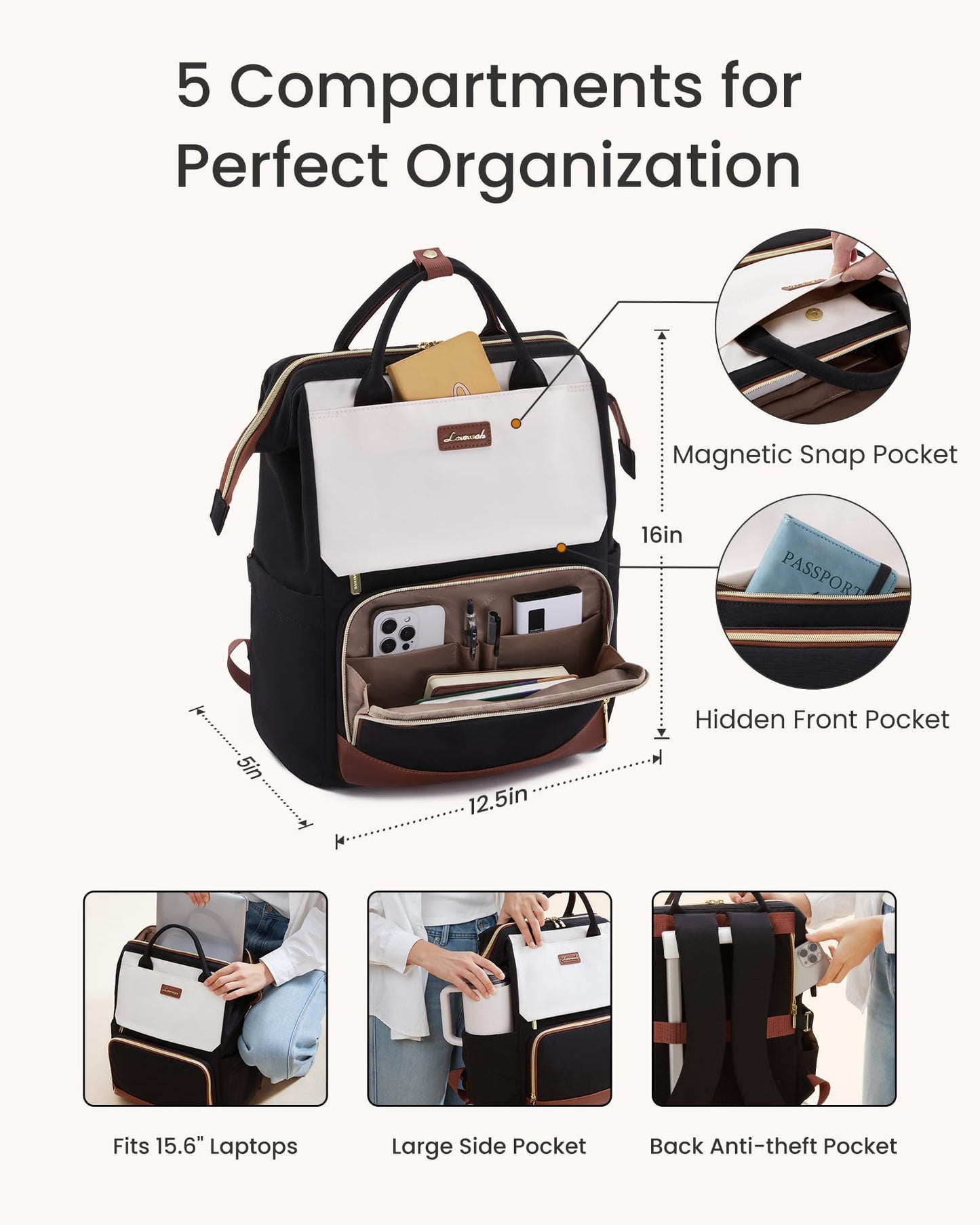 LOVEVOOK Laptop Backpack Purse with Tumbler Holder