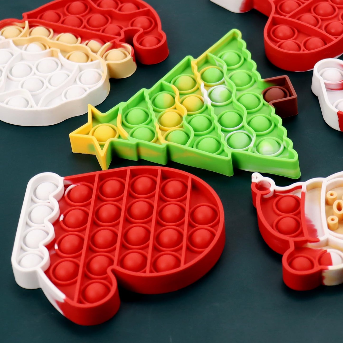 QETRABONE 6 Pcs Christmas Fidget Toy Set, Push Bubble Fidget Sensory Toy for Adult, Party Game Decor Gift Xmas Stockings Toys Christmas Decorations Autism ADHD Decompression Toys