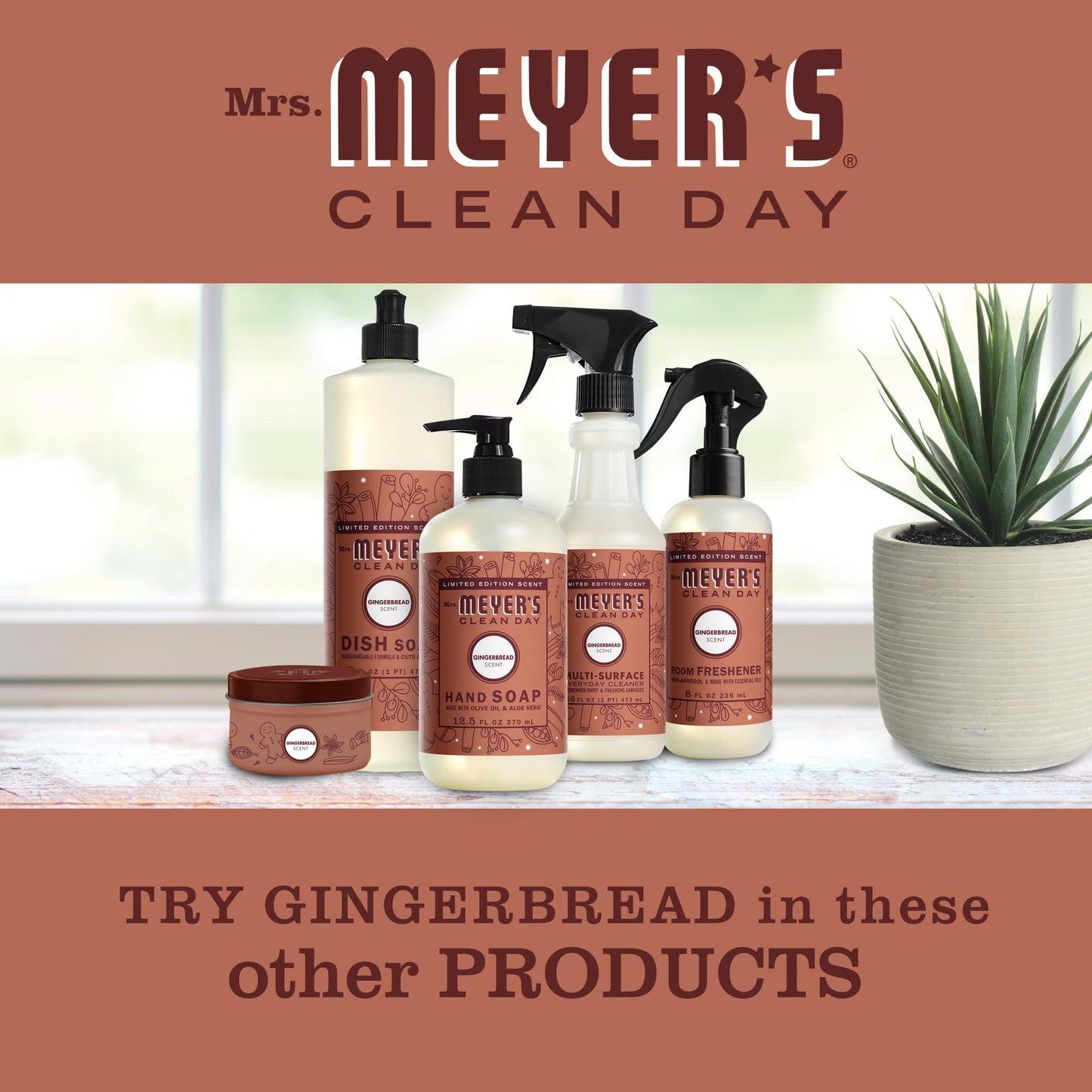 Mrs. MEYER'S CLEAN DAY Liquid Hand Soap, Gingerbread Scent, 12.5 fl oz (Pack of 3)