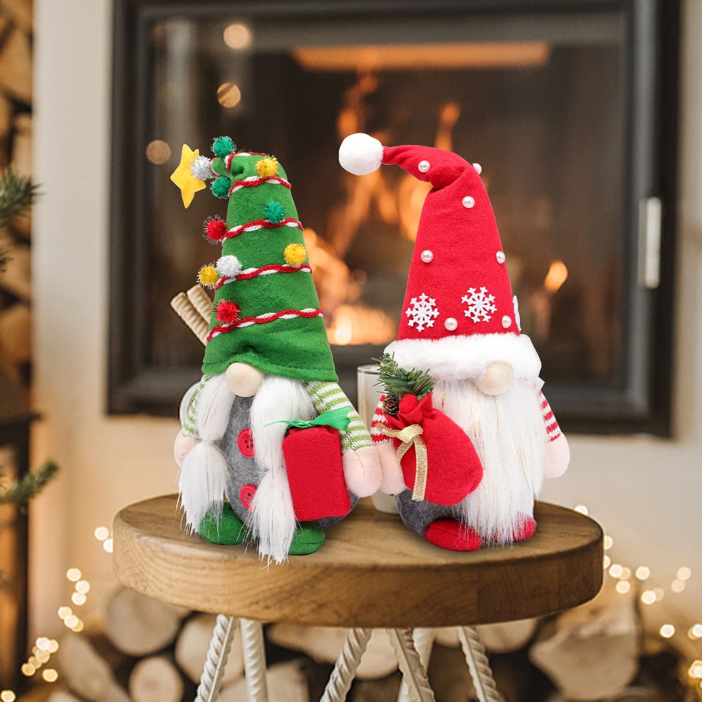 BINSUNS 2Pcs Christmas Gnomes Plush Decorations, Christmas Elf Gnomes Swedish Tomte Plush Gnome - Xmas Thanksgiving Home Party Ornaments Boy Girl Decor