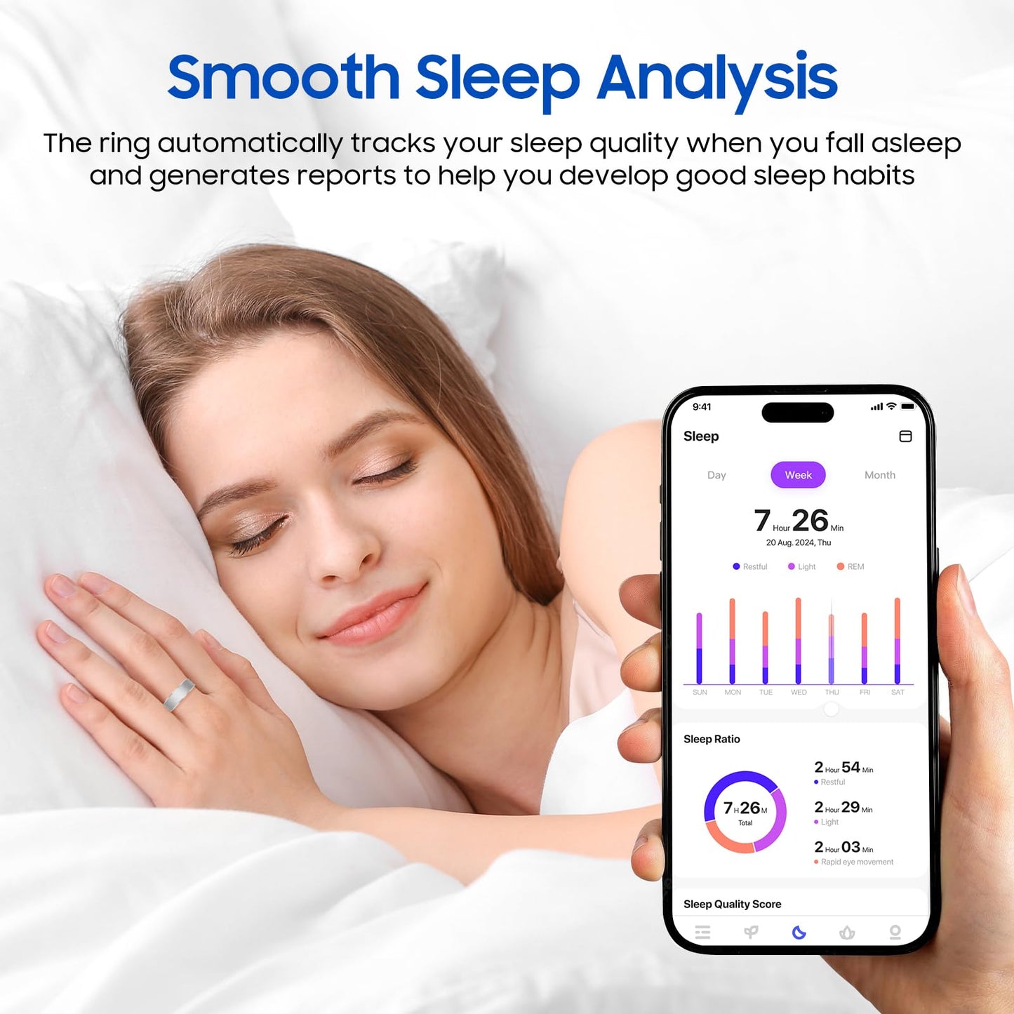 prxxhri 2026 Smart Ring New Health Tracker, IP68 Waterproof, iOS/Android Compatible