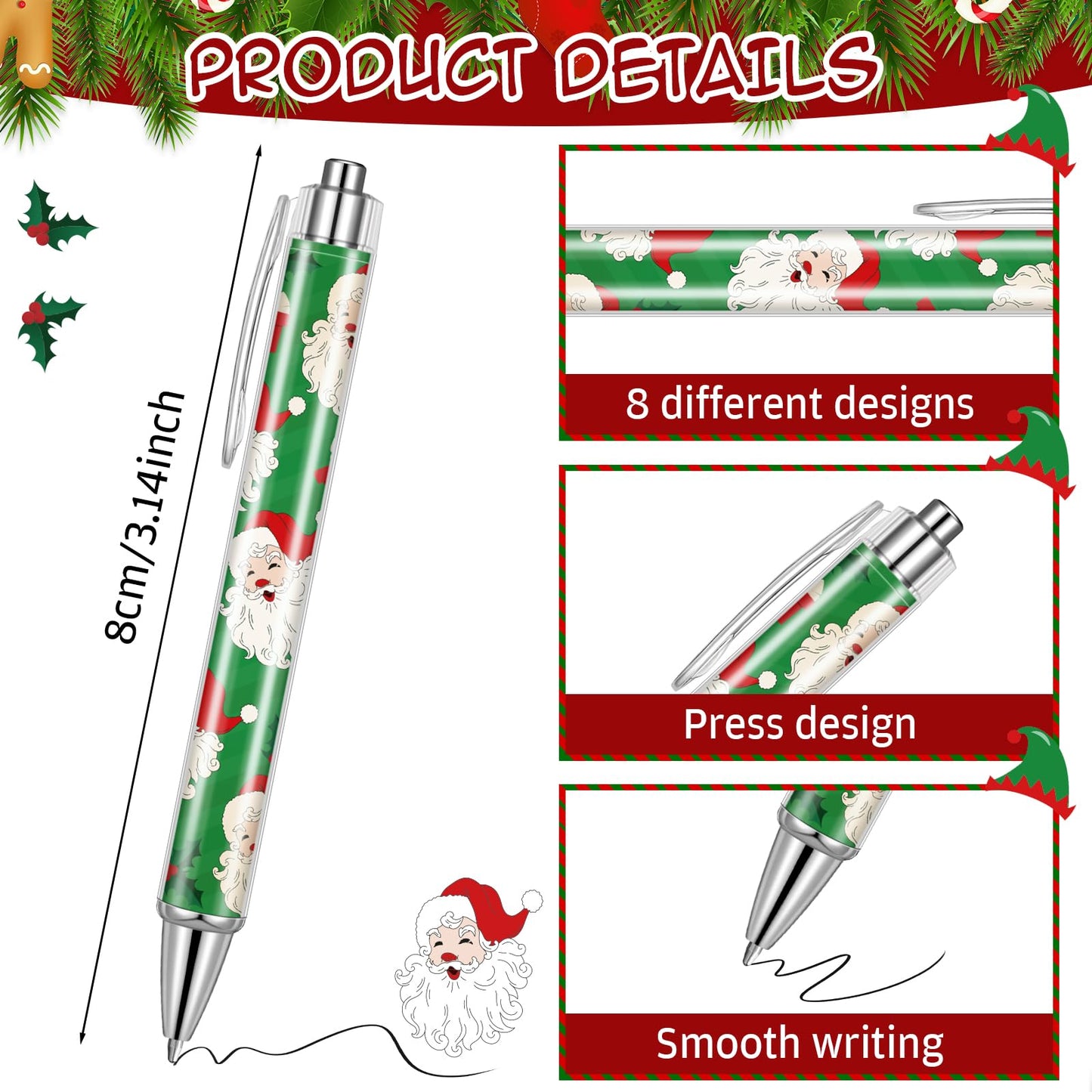 Zhanmai 32 Pcs Christmas Mini Notepads with Pens Set North Pole Spiral Notepads Official Santa Delivery Pens Xmas Memo Notebooks Ballpoint Pen for Kids Xmas Holiday Party(Classic Color)