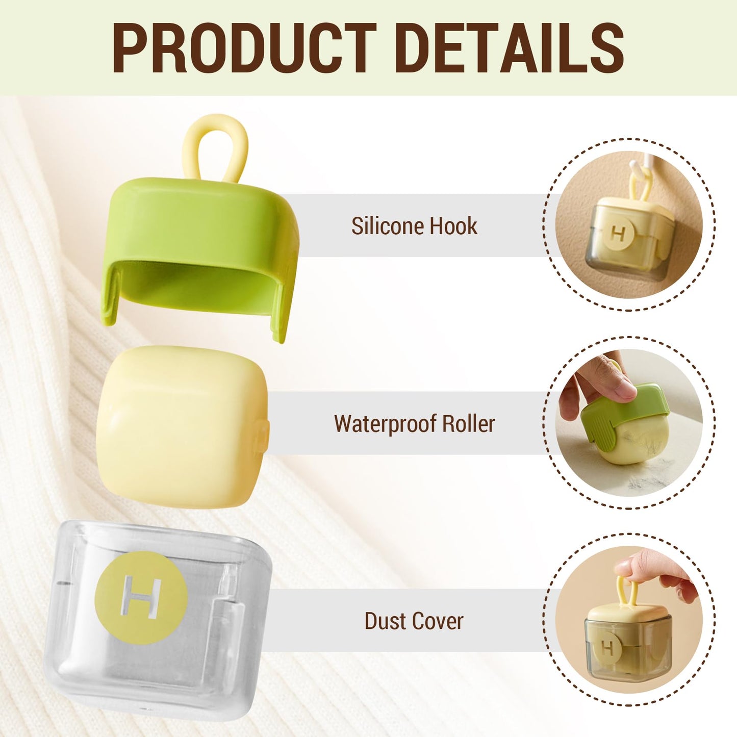 NIOIPXA Mini Lint Roller,Washable Sticky Roller Reusable Lint Remover Portable Pet Hair Remover for Clothes,Travel Household (Green)