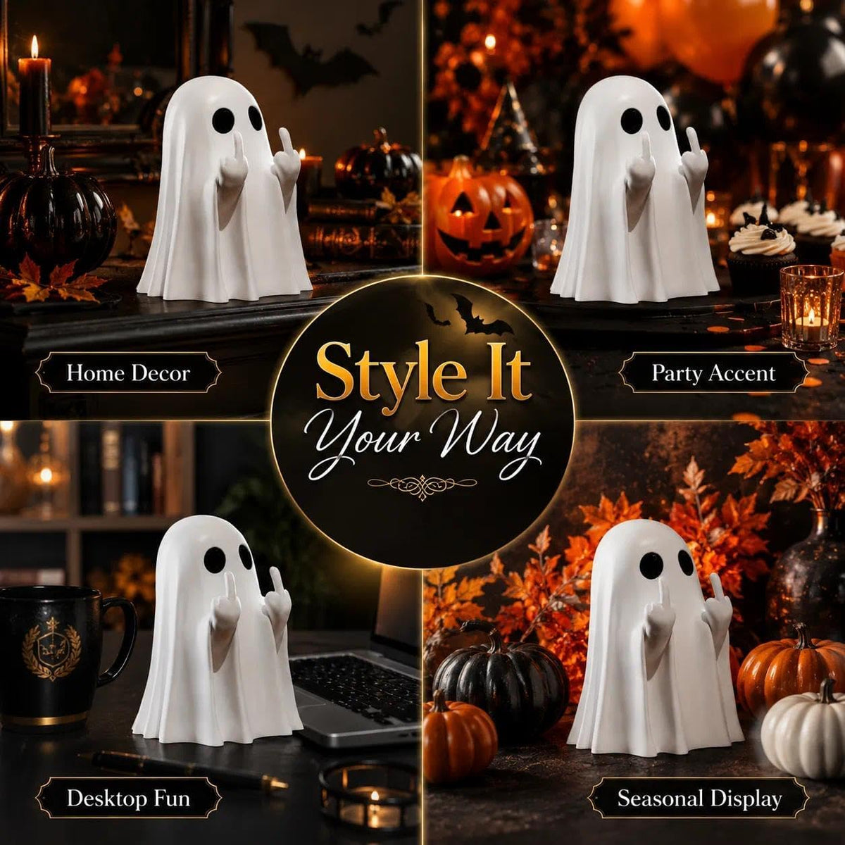 Halloween Ghost Figurine Ghost Decor Funny Ghost Statue Cute Ghost Figurine Ghost Statue Halloween Decoration for Gift Props Tabletop Home Decor New Year's Gifts