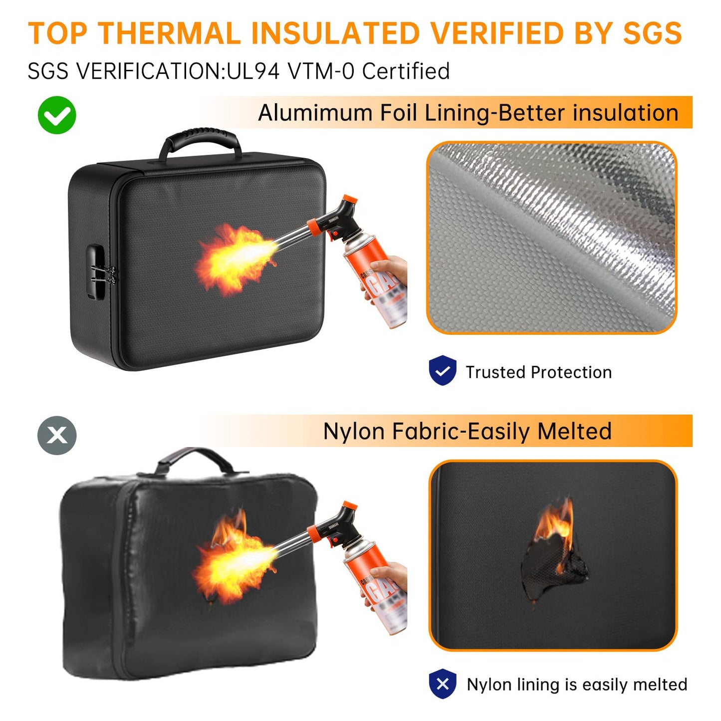 DocSafe 5200°F Document Organizer with Lock,Upgraded Heat Insulated Fireproof＆Waterproof Box 8 Layers File Organizer,Portable Home Travel Safe Storage for Important Documents, Files and More