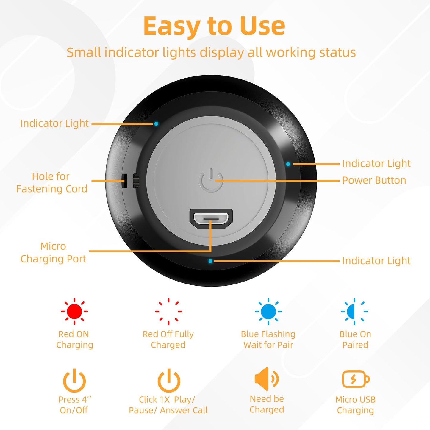 AUKSKY 2Pack Portable Mini Speakers, Bluetooth Tiny Speakers,Wireless Micro Speaker for Phone/PC/Tablet, Rechargeable Battery, Built-in Microphone, Cute Mini Speaker with Strap to Carry, Black