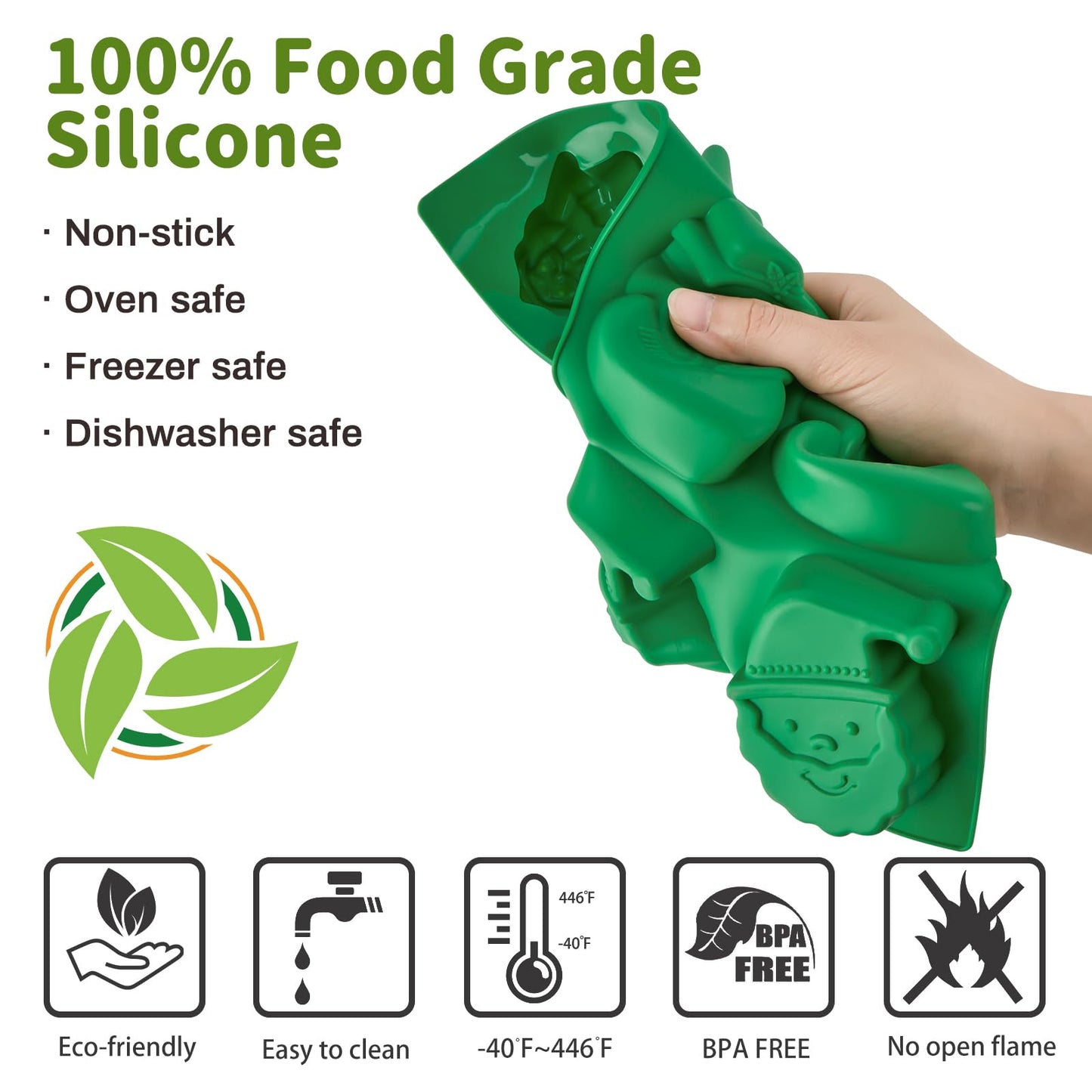 JOERSH Christamas Chocolate Silicone Molds, 3PCS Christmas Tree Snowflake Snowman Santa Claus Shaped Cake Mold Non Stick Baking Pan for Cake, Candy, Jello, Soap, Candle