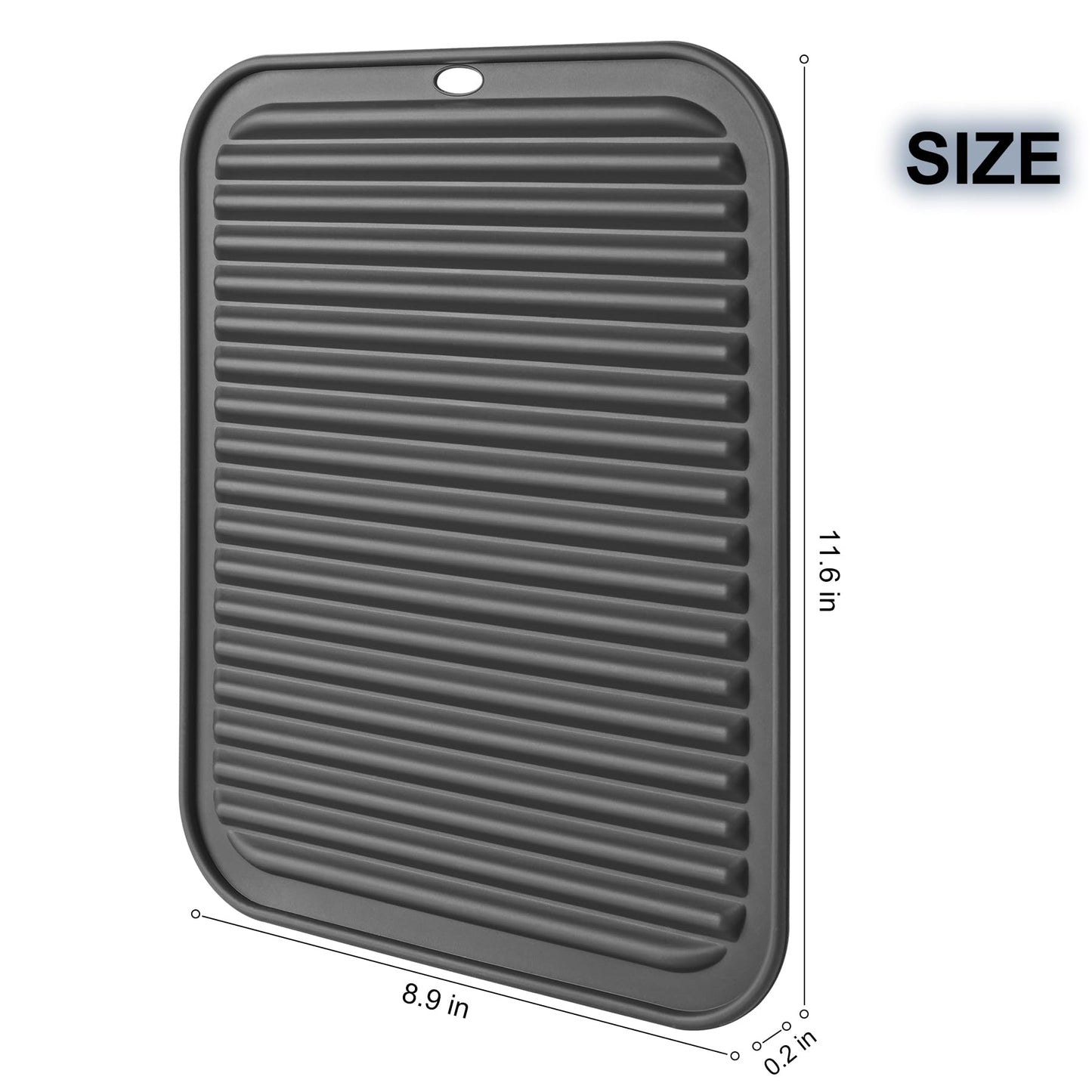 HOTEC BPA Free Silicone Trivets for Hot pots and Pans, 446℉ Heat Resistant for Kitchen Counter Dish Drying Mat, Set of 2 Dark Grey