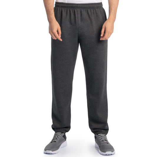 Fruit Of The Loom Mens Eversoft Fleece Elastic Bottom With Pockets, Relaxed Fit, Moisture Wicking, Breathable Sweatpants, Black Heather, Large US