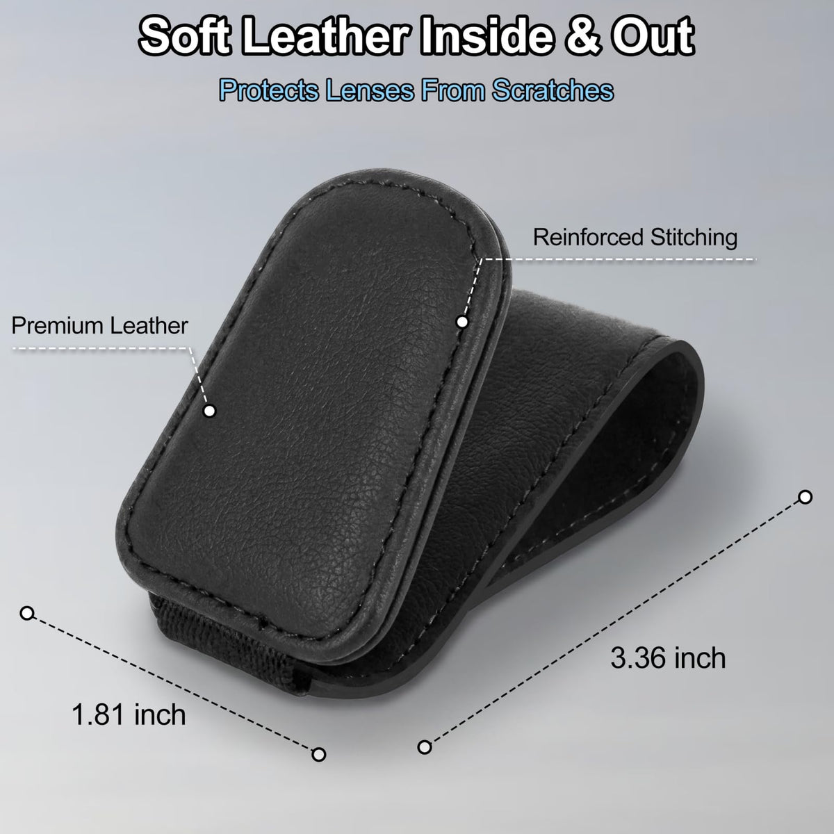 Magnetic Leather Sunglass Holder for Car, Eyeglasses Clip for Visor(Black)