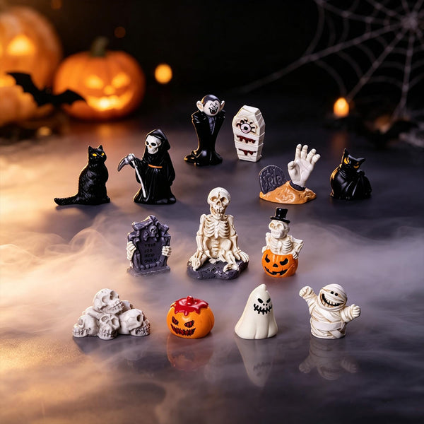 13PCS Halloween Mini Resin Figures, 13 Styles Halloween Figurines