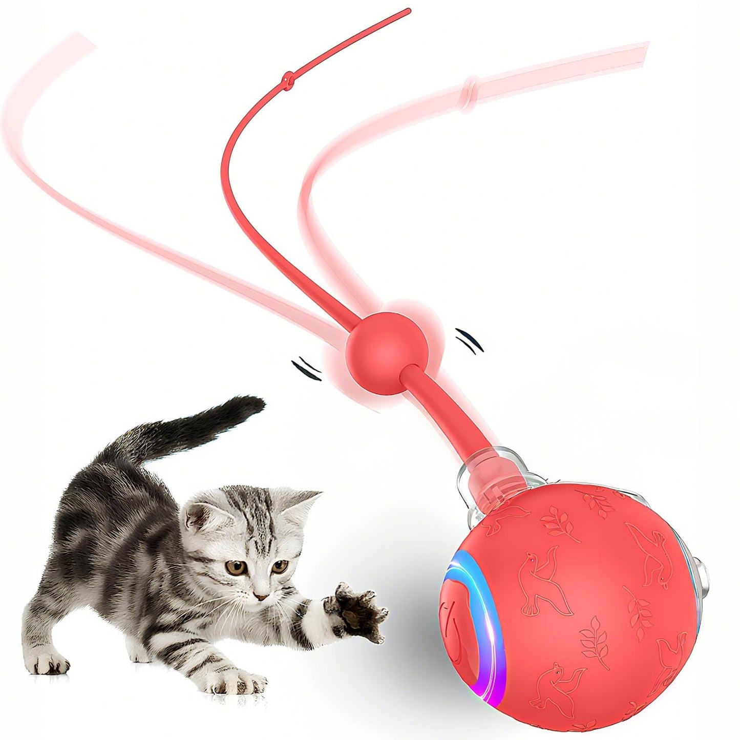 Zonopy Interactive Cat Toys Ball for Indoor Cats Fast Rolling on Carpet, Chirping & Motion Activate Cat Toys, 3 Modes, ON/Off Sound
