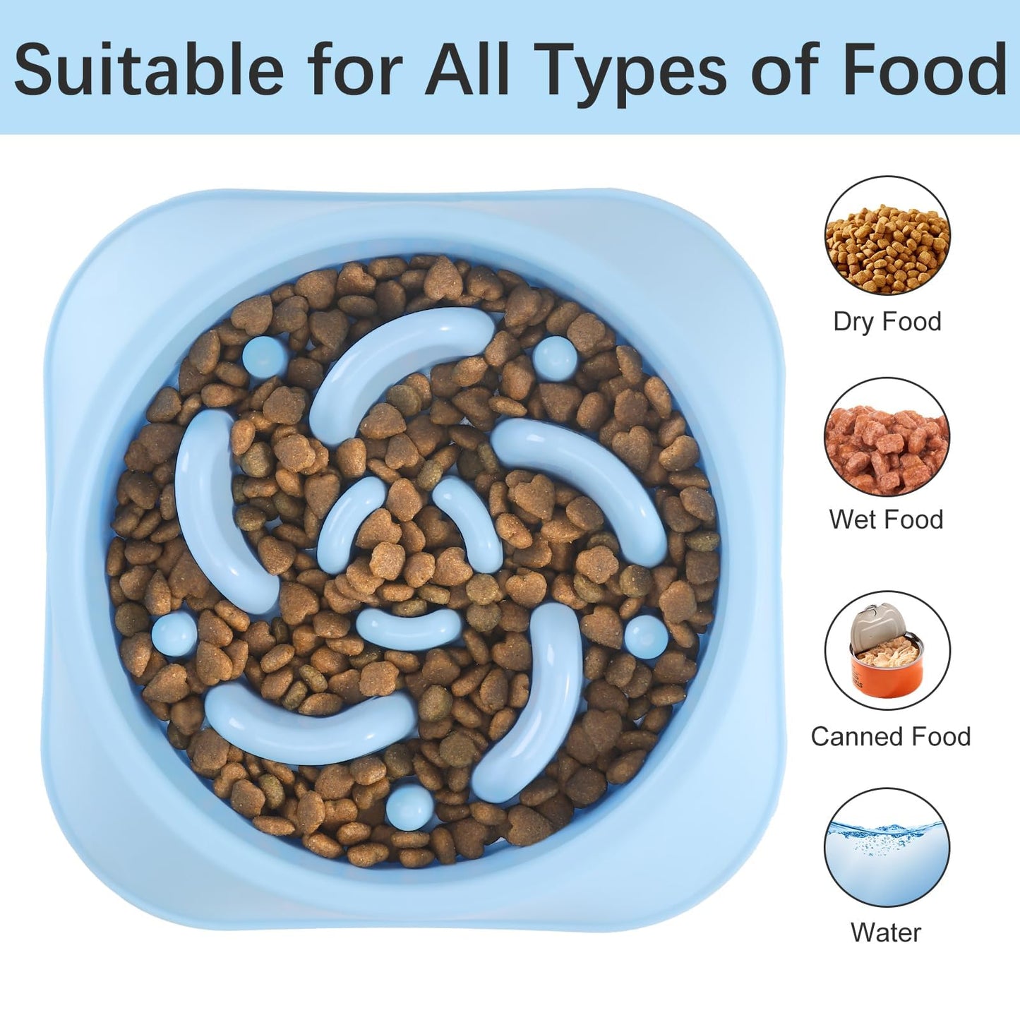 MateeyLife Slow Feeder Dog Bowls 2PCS, Anti-Choking Puzzle Dog Food Bowls, Anti-Slip Interactive Feeding Slow Down Eating, Bloat Stop Maze Dishes for Medium Breeds