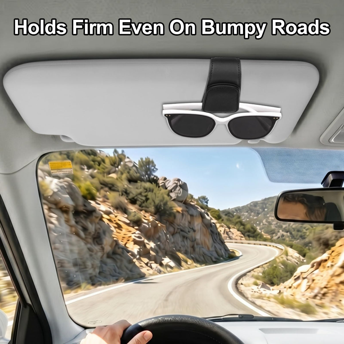 Magnetic Leather Sunglass Holder for Car, Eyeglasses Clip for Visor(Black)