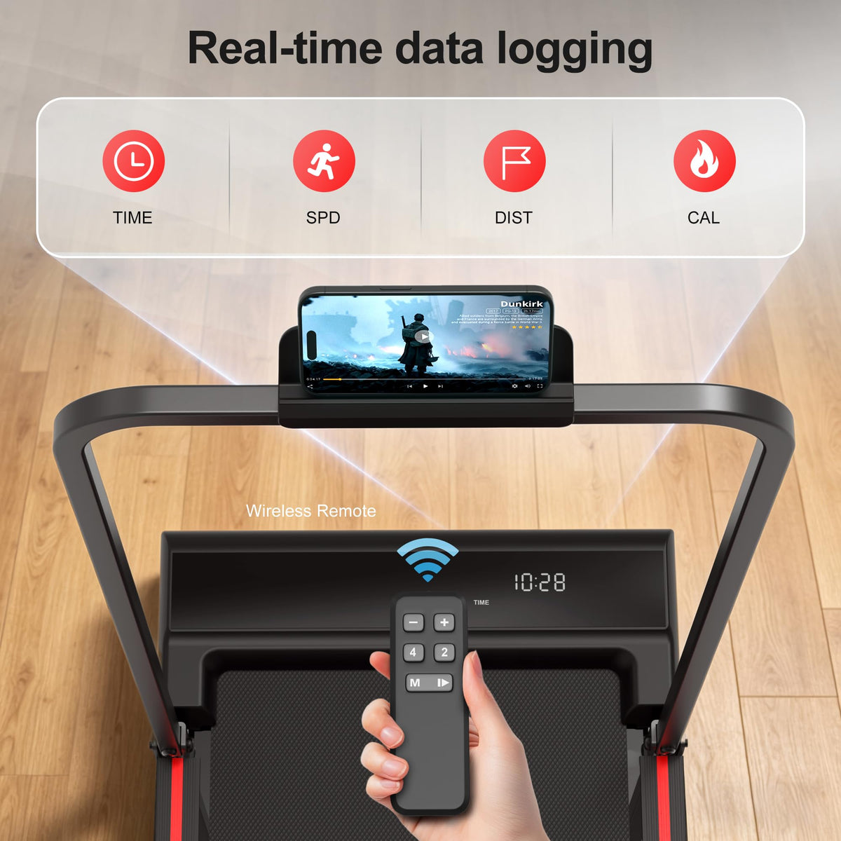 Walking Pad Treadmill for Home with Handle Bar Foldable Under Desk Terluxra