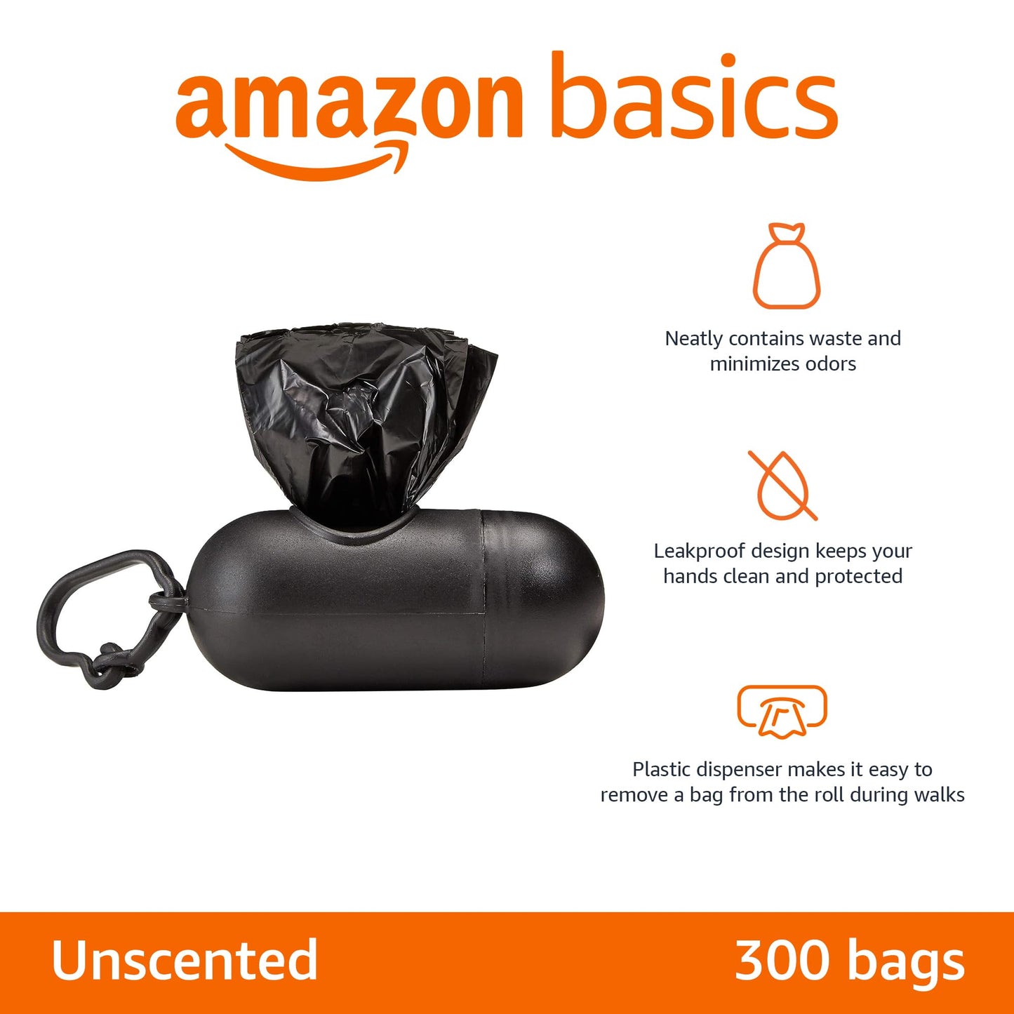 Amazon Basics Dog Poop Bags with Dispenser (300-Count)