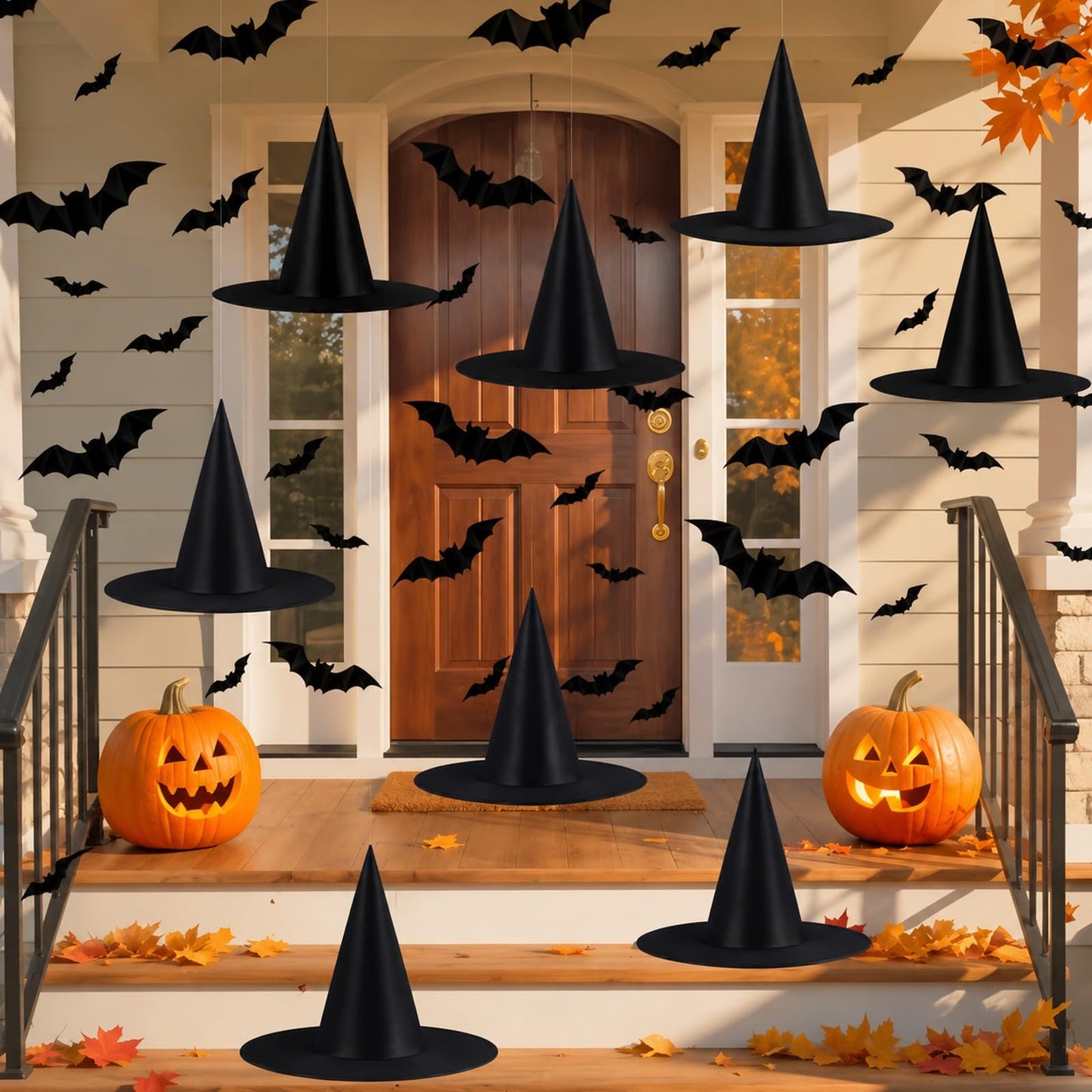 Tepoobea Halloween Witch Hats & Bats Decor Set