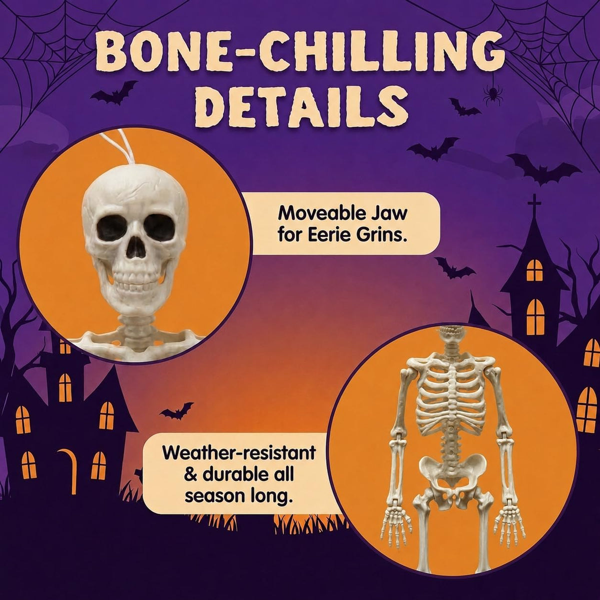Jiesiity Halloween Decorations Hanging Small Skeletons: 2PCS 16Inches