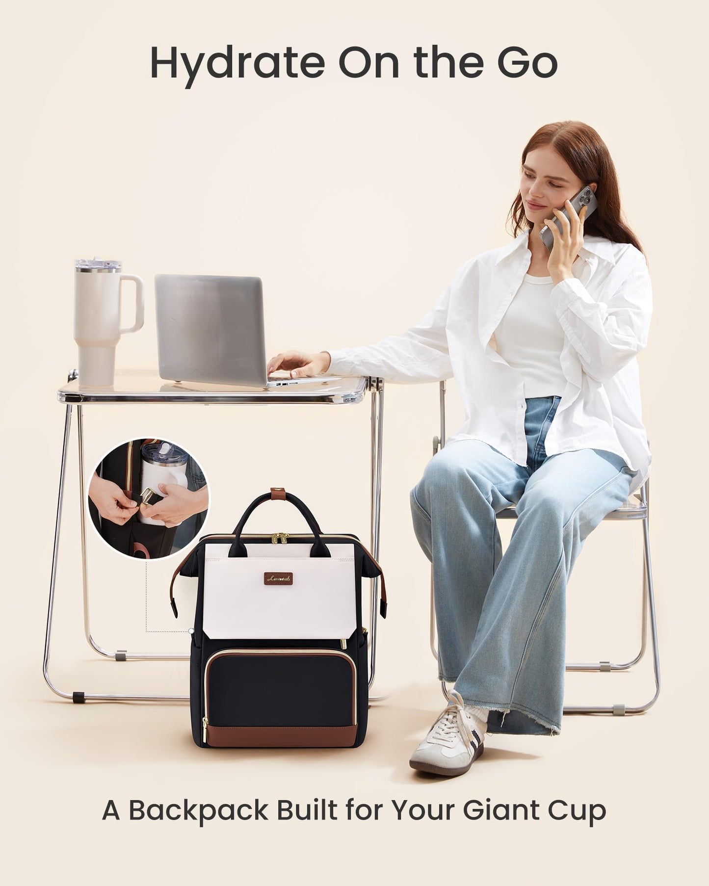 LOVEVOOK Laptop Backpack Purse with Tumbler Holder