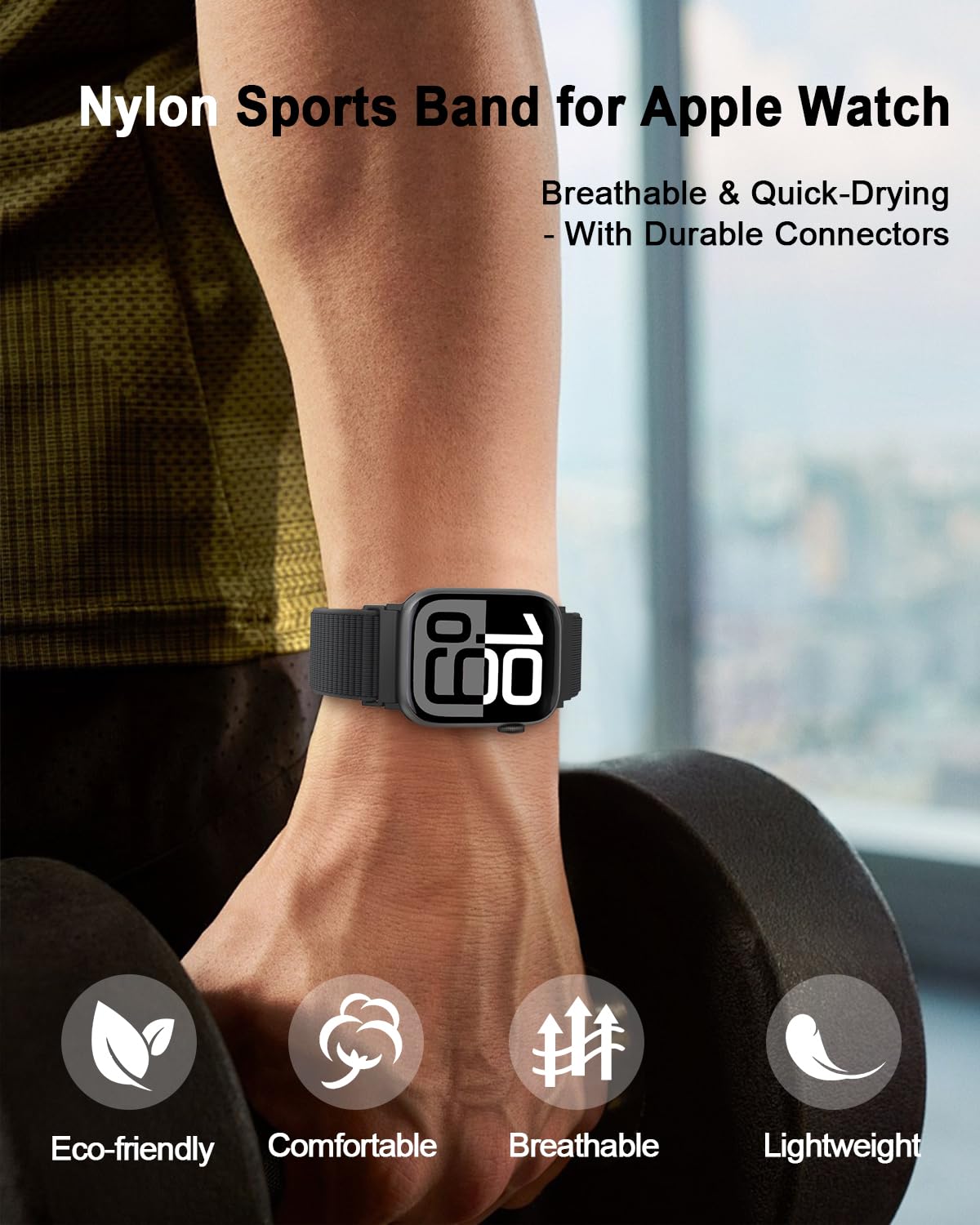 Nylon Loop Sport Band Compatible with Apple Watch Bands 49mm 46mm 45mm 44mm 42mm 41mm 40mm 38mm for Men Women, Soft Nylon Sport Strap Wristbands for iWatch Series 11 10 9 8 7 6 5 4 3 2 1 SE Ultra