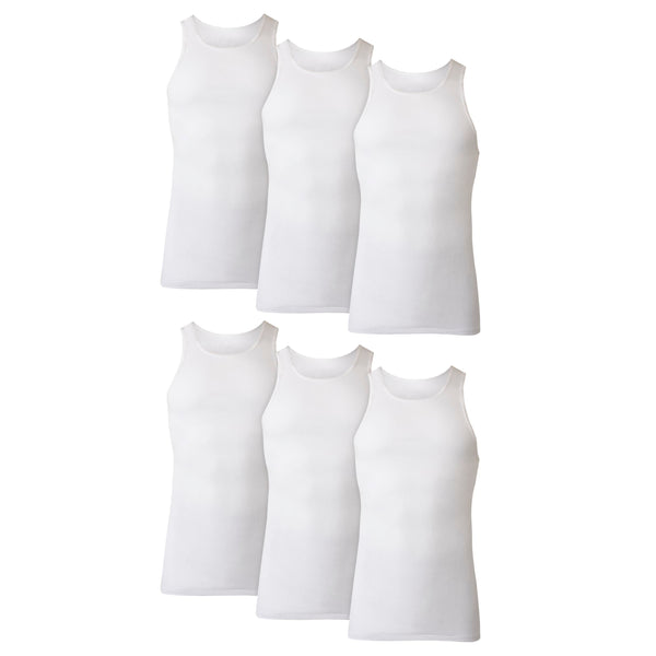Hanes Men Tank Top Undershirt Pack, Cool & Breathable Cotton, Moisture-Wicking Ribbed Tanks for Men, White - L