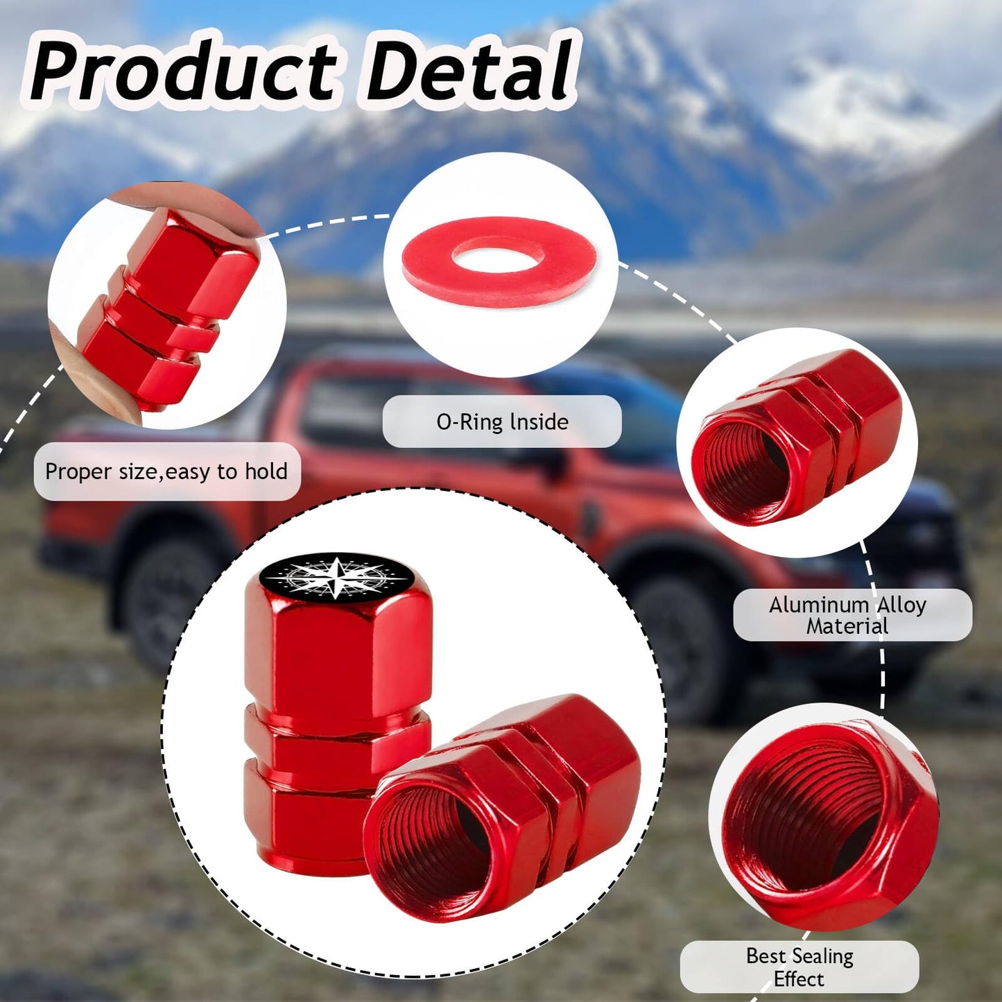 4Pack Turtle Tire Valve Stem Caps Aluminum Rust-Proof Valve Stem Covers