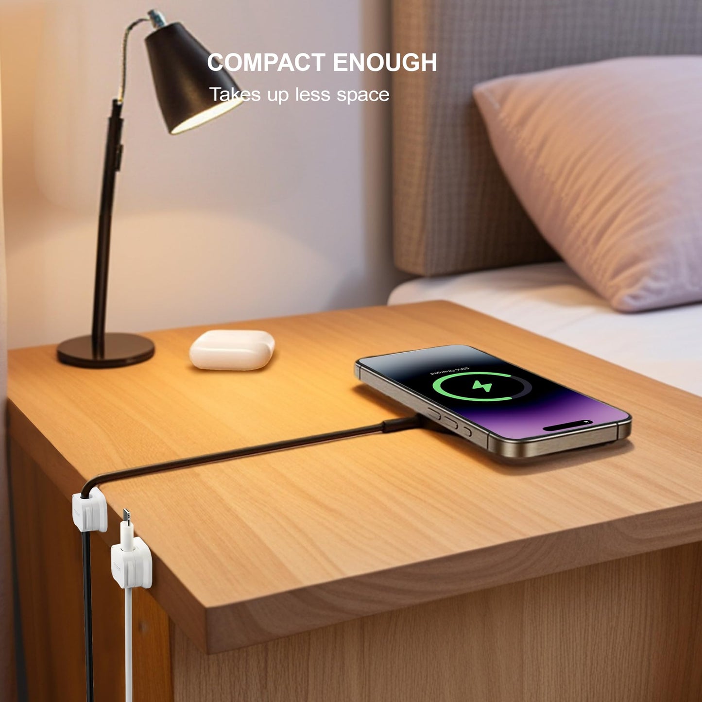 Picozon 6 Pack Magnetic Cable Clip Organizer Cord Holder, Picozon Adhesive Cable Management, Wire Phone USB Charger Cable Holder Keeper Organizer for Car, Office Home Desktop, Wall, Night Table