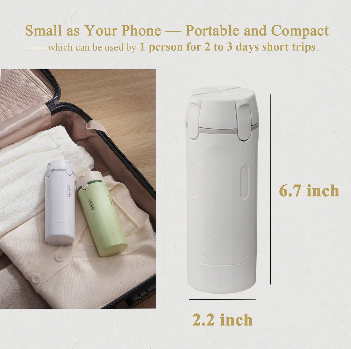 PIQOLA 4 in 1 Travel Dispenser Bottle, Leak Proof Refillable Travel Toiletry Containers, Travel Bottles Set Meets TSA 3-1-1 Requirements for about 3 Days Business Trip (Per Person), 4 x 30ml, White