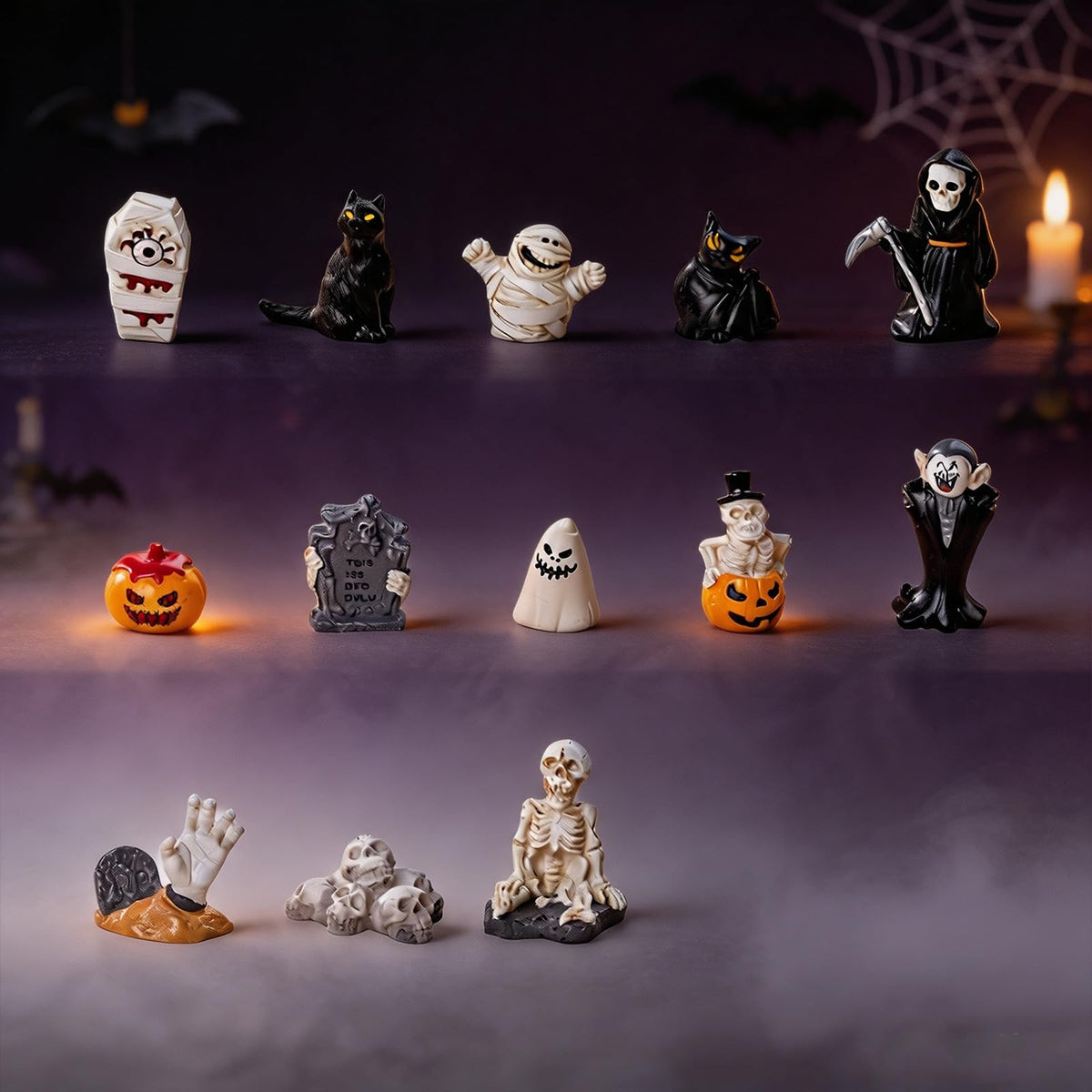 13PCS Halloween Mini Resin Figures, 13 Styles Halloween Figurines