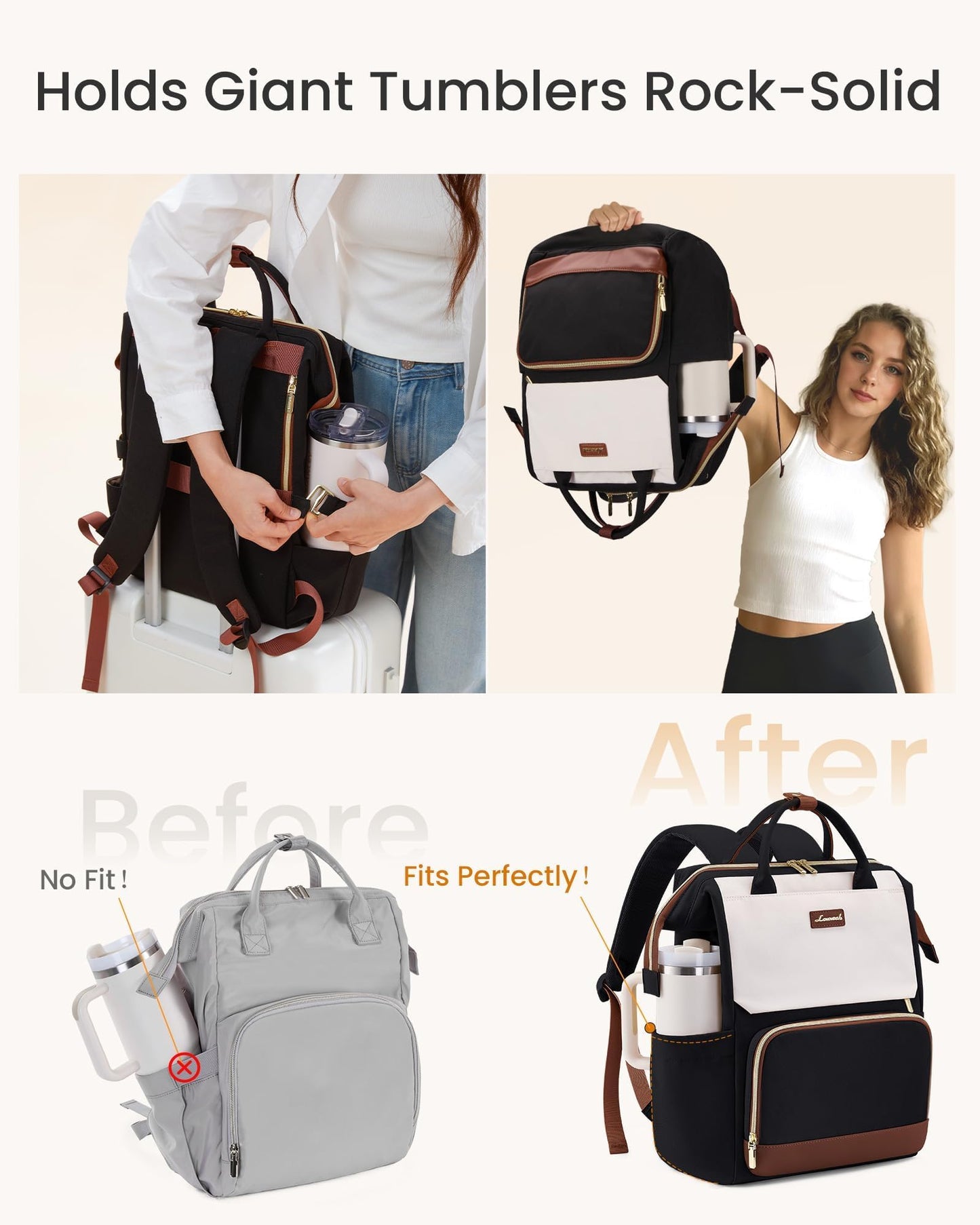 LOVEVOOK Laptop Backpack Purse with Tumbler Holder