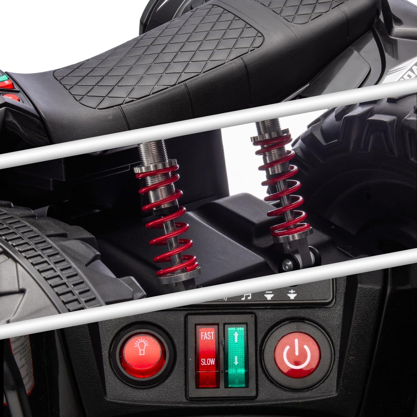 Garvee 2-Seater Kids ATV Ride-On, 24V Electric Quad 4 Wheeler with 800W Motors, 7Ah Battery, Bluetooth, MP3, USB, Spring Suspension, Knee Pads