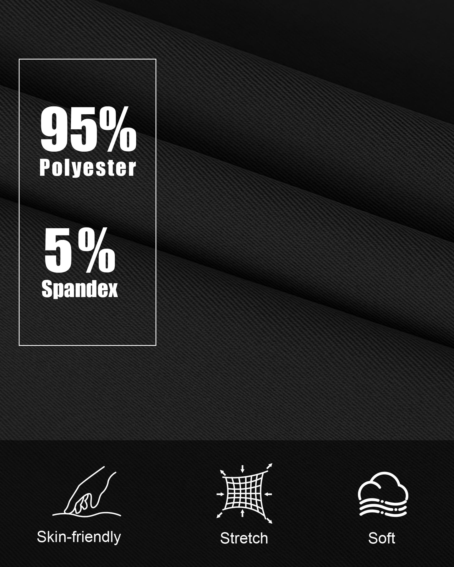 DOWMQ Mens Dress Pants Classic Fit Work Slacks 28"/30"/32" Lightweight Expandable Waist Trousers Casual Golf Pants Black,34Wx28L