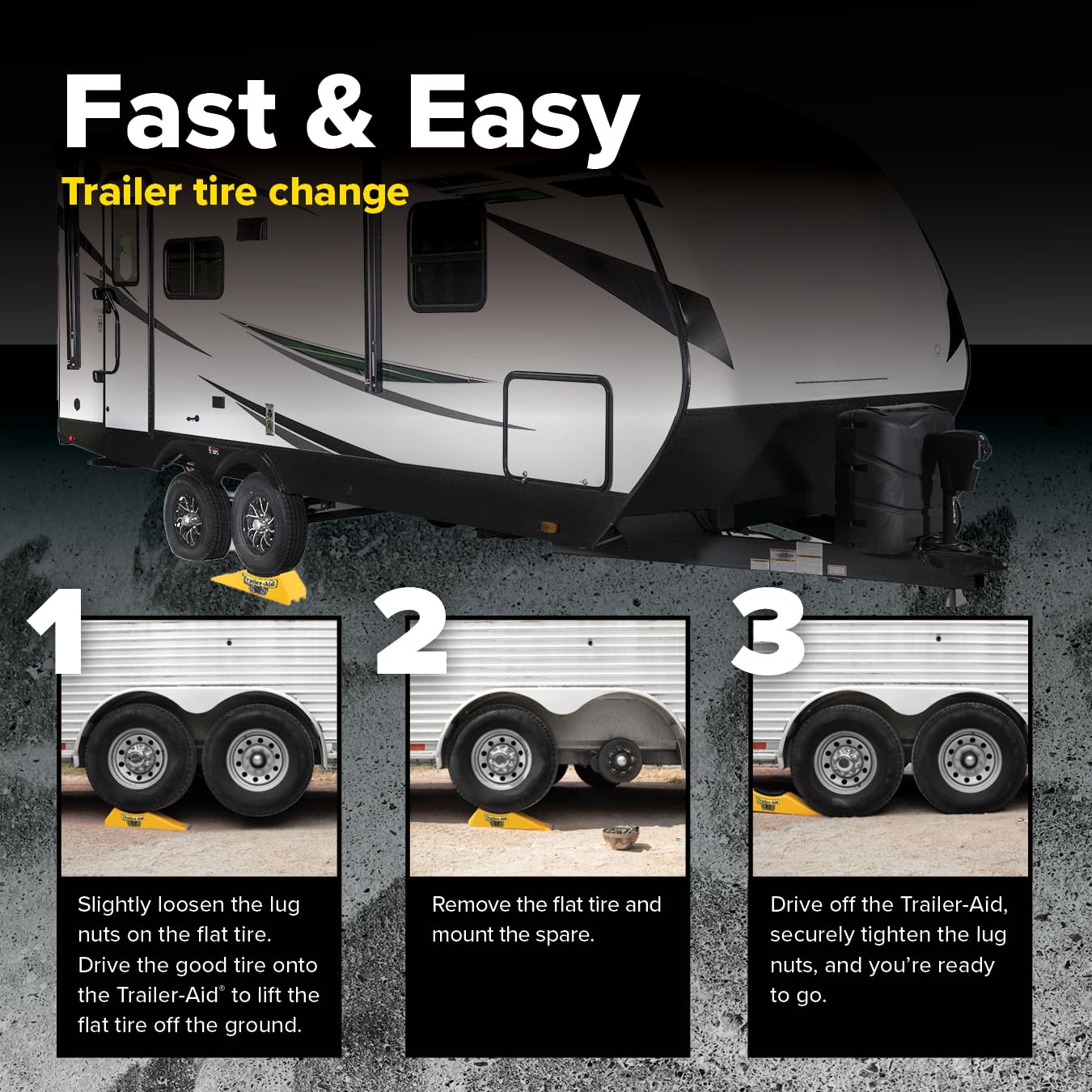 Camco Trailer Aid Plus - 5 1/2" Lift Tandem Tire Trailer Ramp - Quickly Change RV & Trailer Tires Without Unloading Cargo - Trailer & RV Accessories for Easier Hauling (21002)