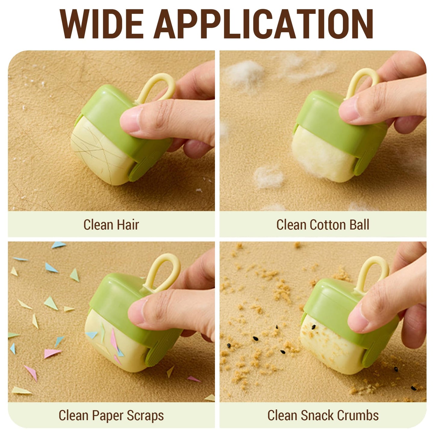 NIOIPXA Mini Lint Roller,Washable Sticky Roller Reusable Lint Remover Portable Pet Hair Remover for Clothes,Travel Household (Green)