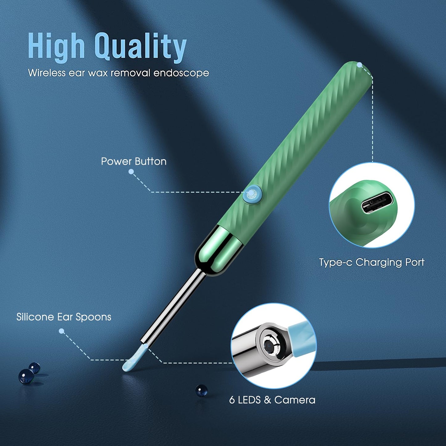 LEIPUT Earwax Remover Tool with 8 Pcs Ear Set - Ear Canal Cleaner with 1080P Camera