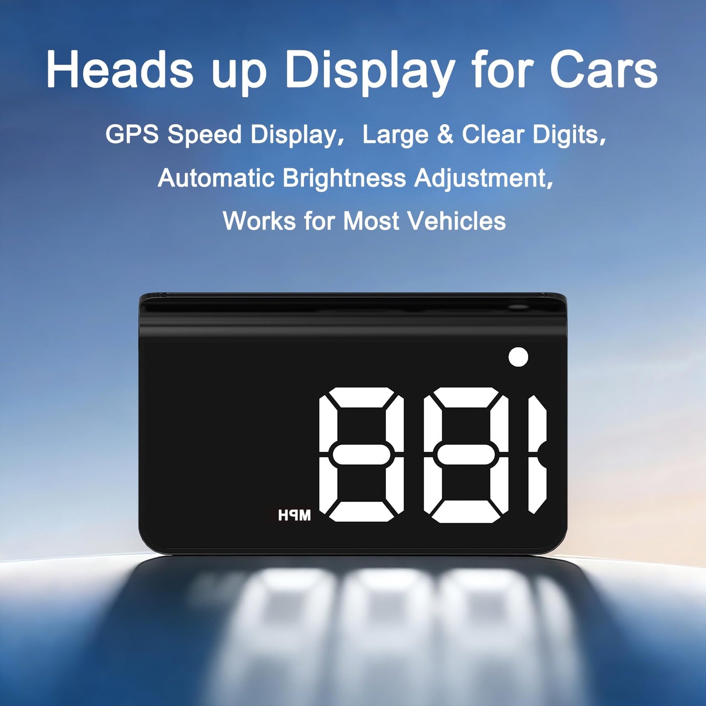 Heads up Display for Cars,Car HUD,Head up Display for Car,Digital GPS HUD Speedometer,USB Cable Plug and Play,Automatic Brightness Adjustment,Large Font Display (K1-White)